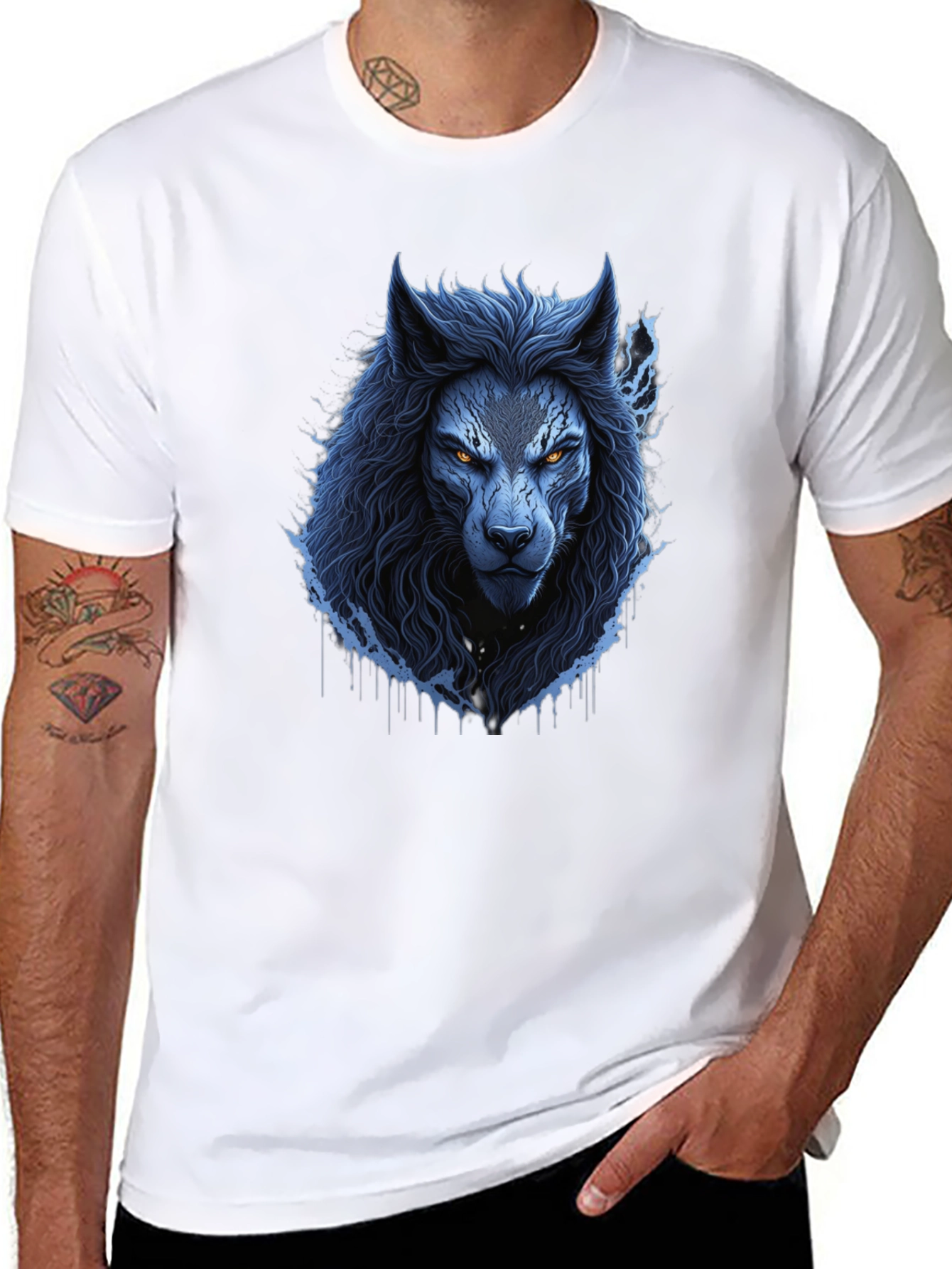 Mens Wolf Graphic Black T-Shirt