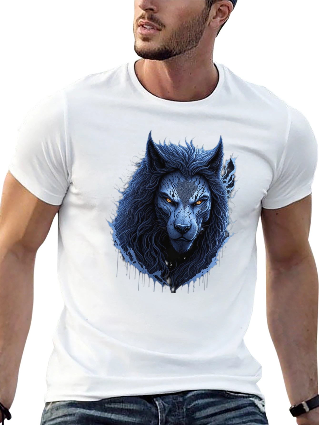 Mens Wolf Graphic Black T-Shirt