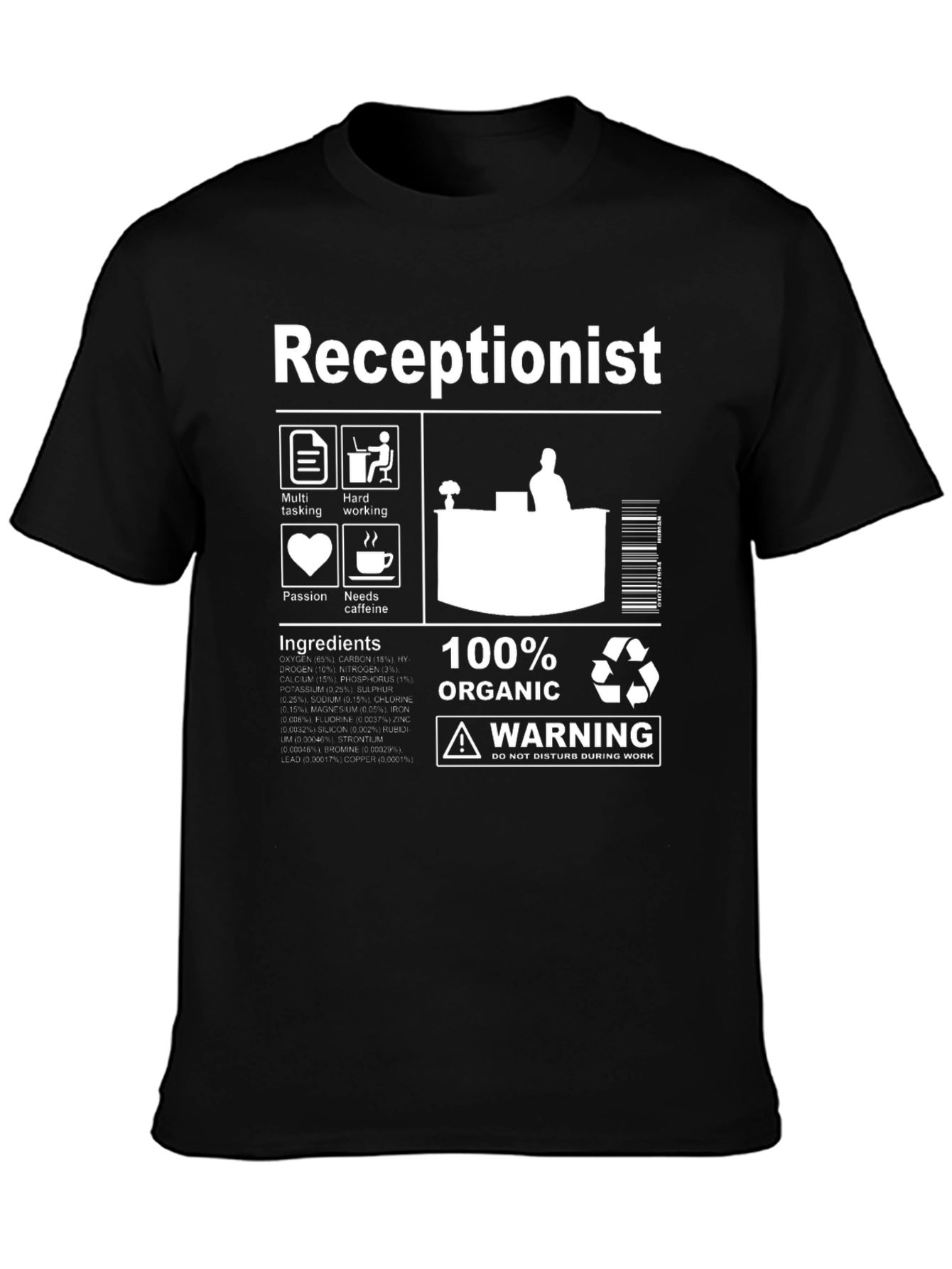 Receptionist Organic Ingredients T-Shirt