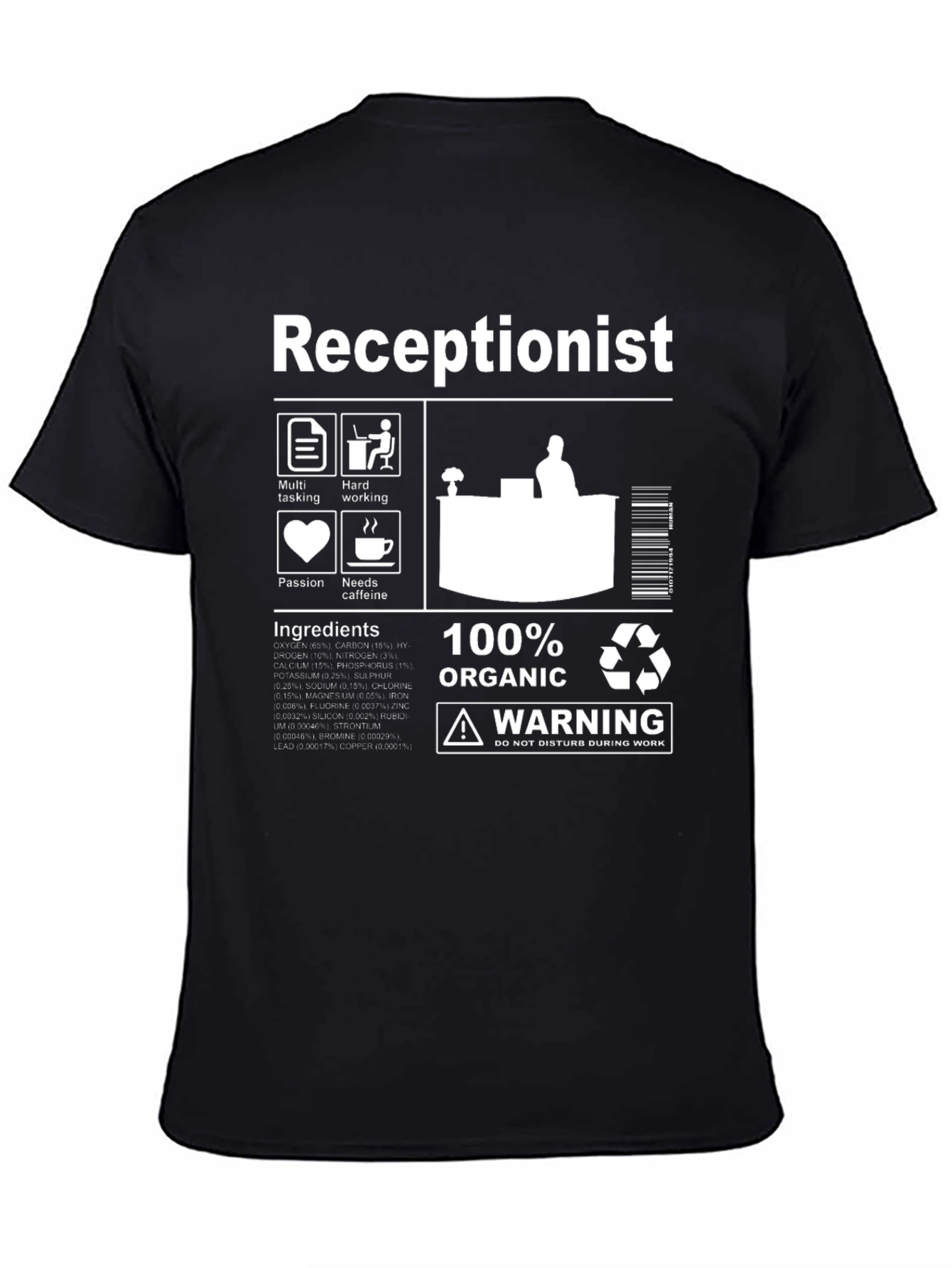 Receptionist Organic Ingredients T-Shirt