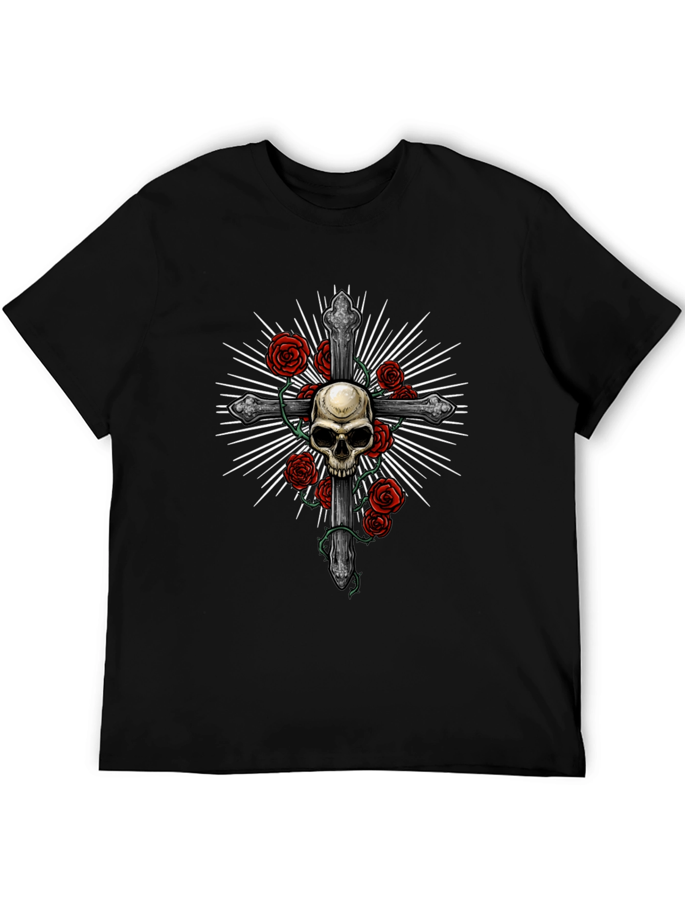 Skull & Roses Graphic Tee - Edgy Mens T-Shirt
