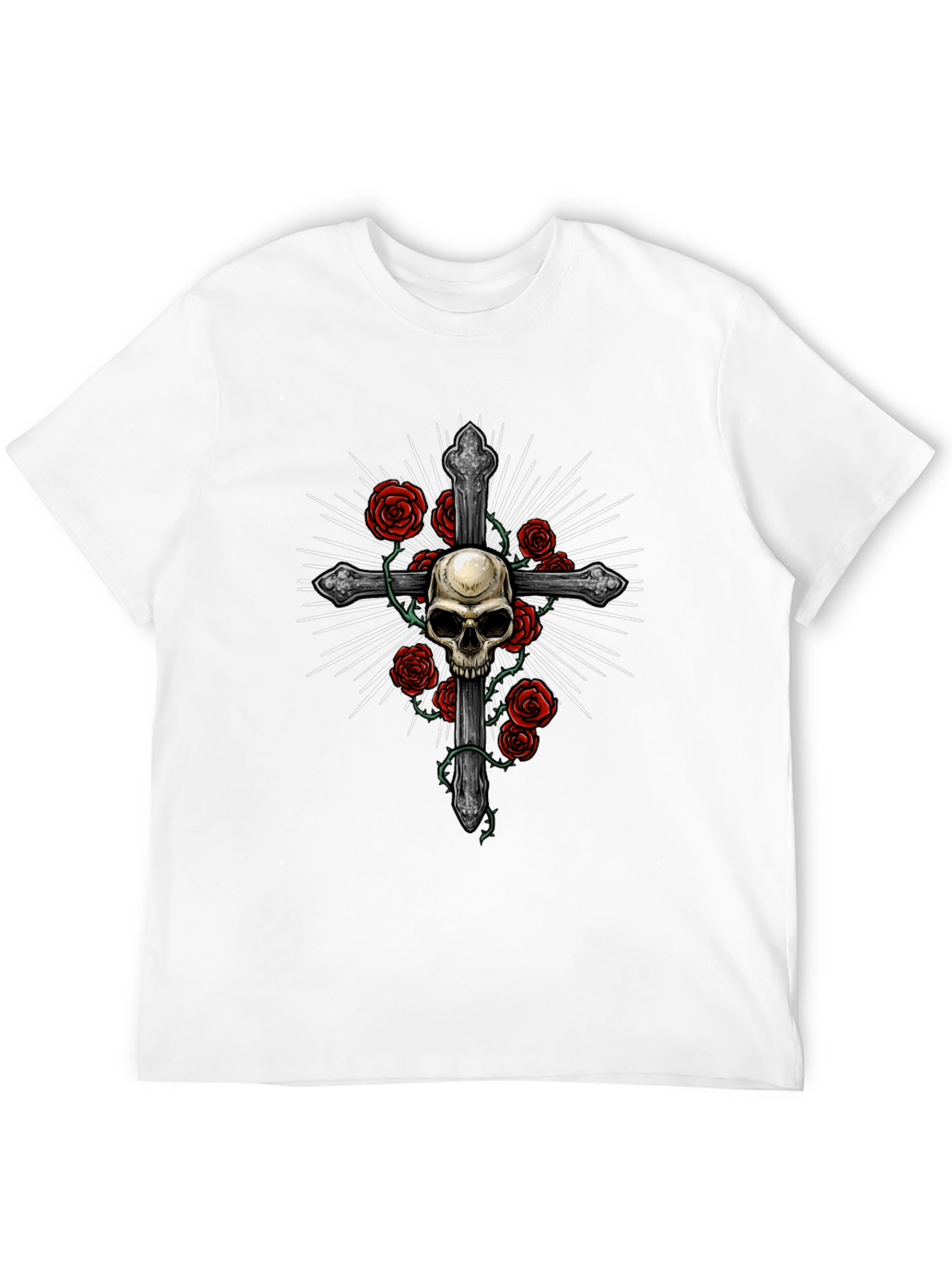 Skull & Roses Graphic Tee - Edgy Mens T-Shirt