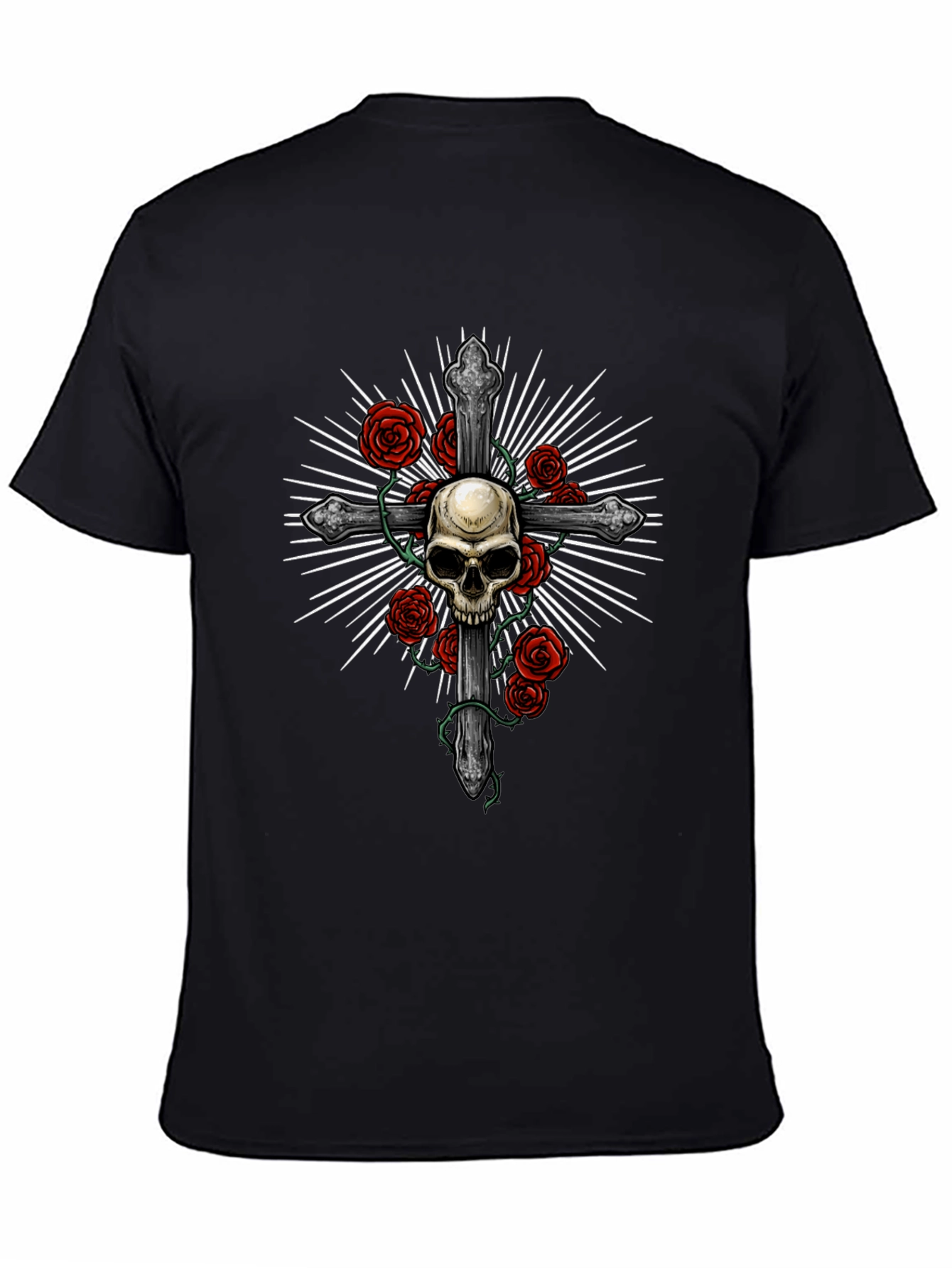 Skull & Roses Graphic Tee - Edgy Mens T-Shirt