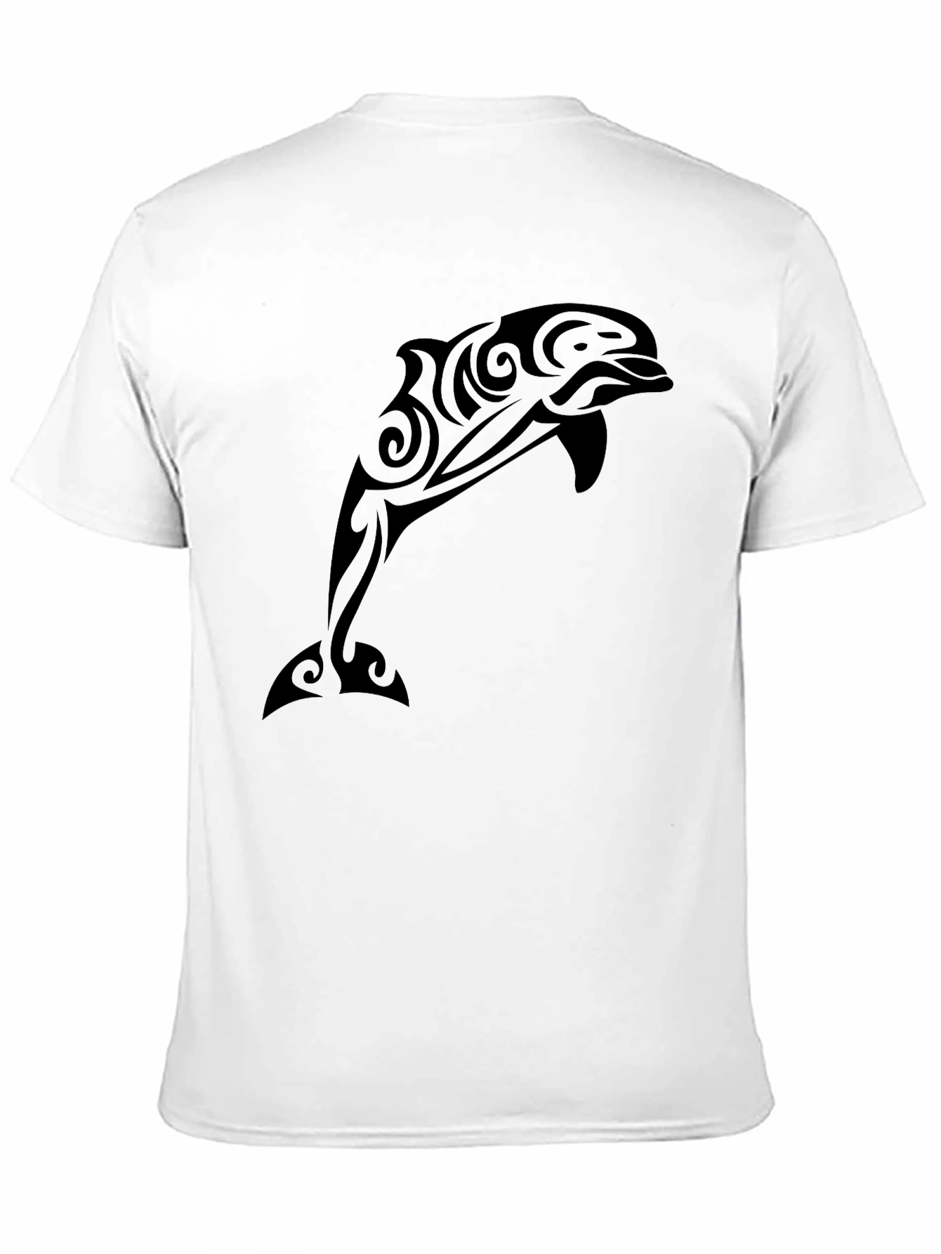 Tribal Dolphin Graphic Tee - Black Casual T-Shirt