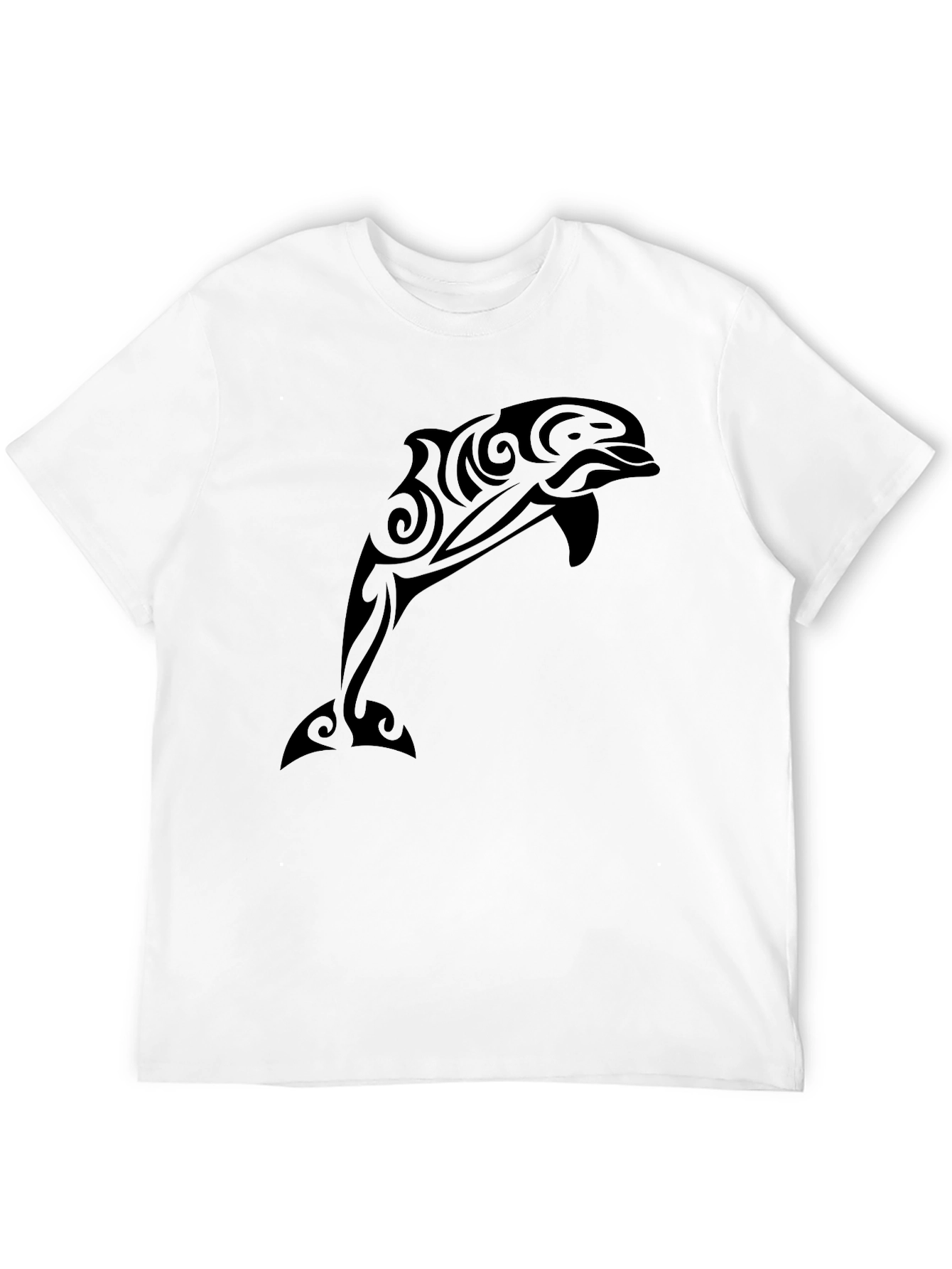 Tribal Dolphin Graphic Tee - Black Casual T-Shirt