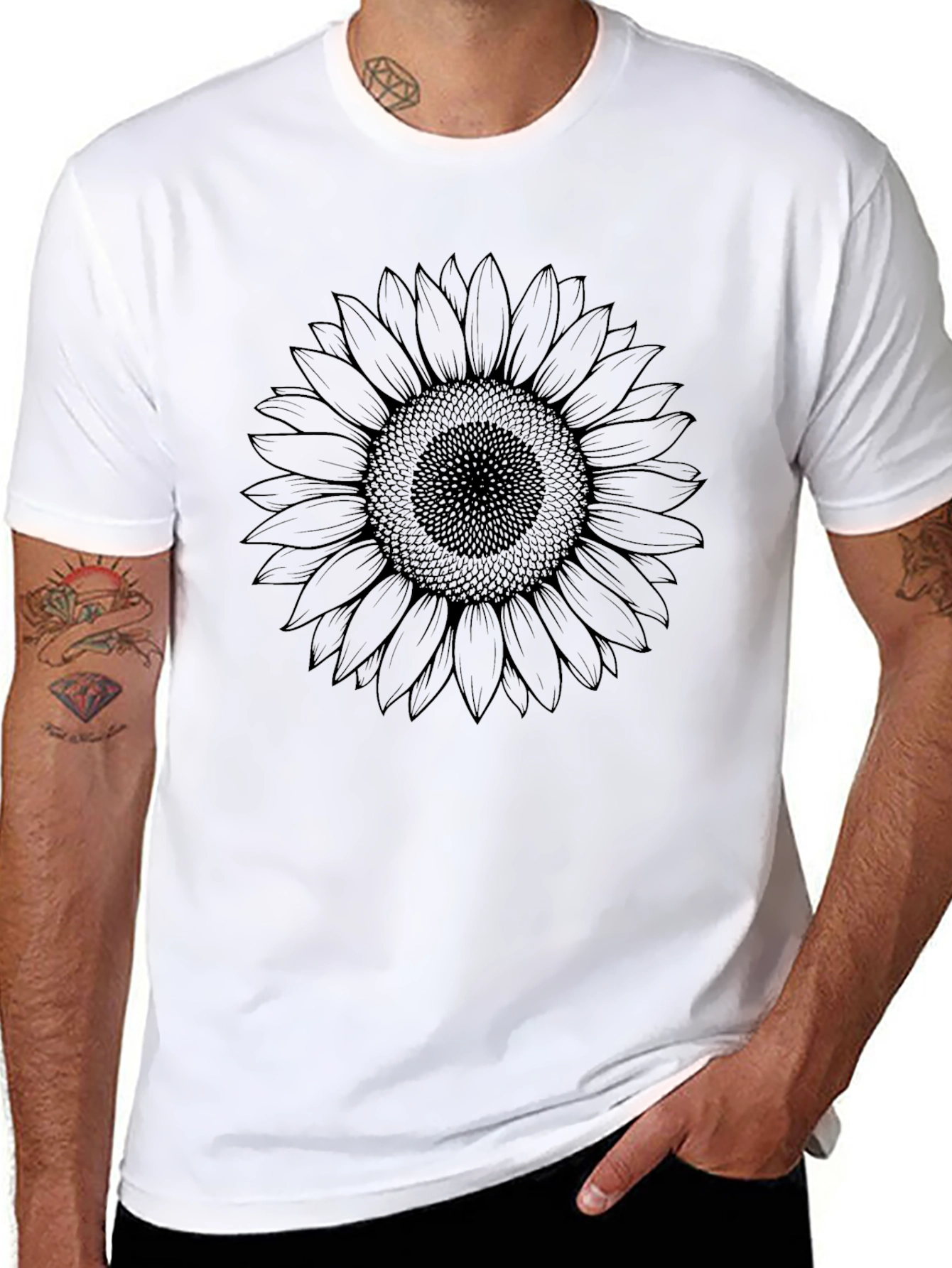 Sunflower Graphic Tee - Black Casual T-Shirt