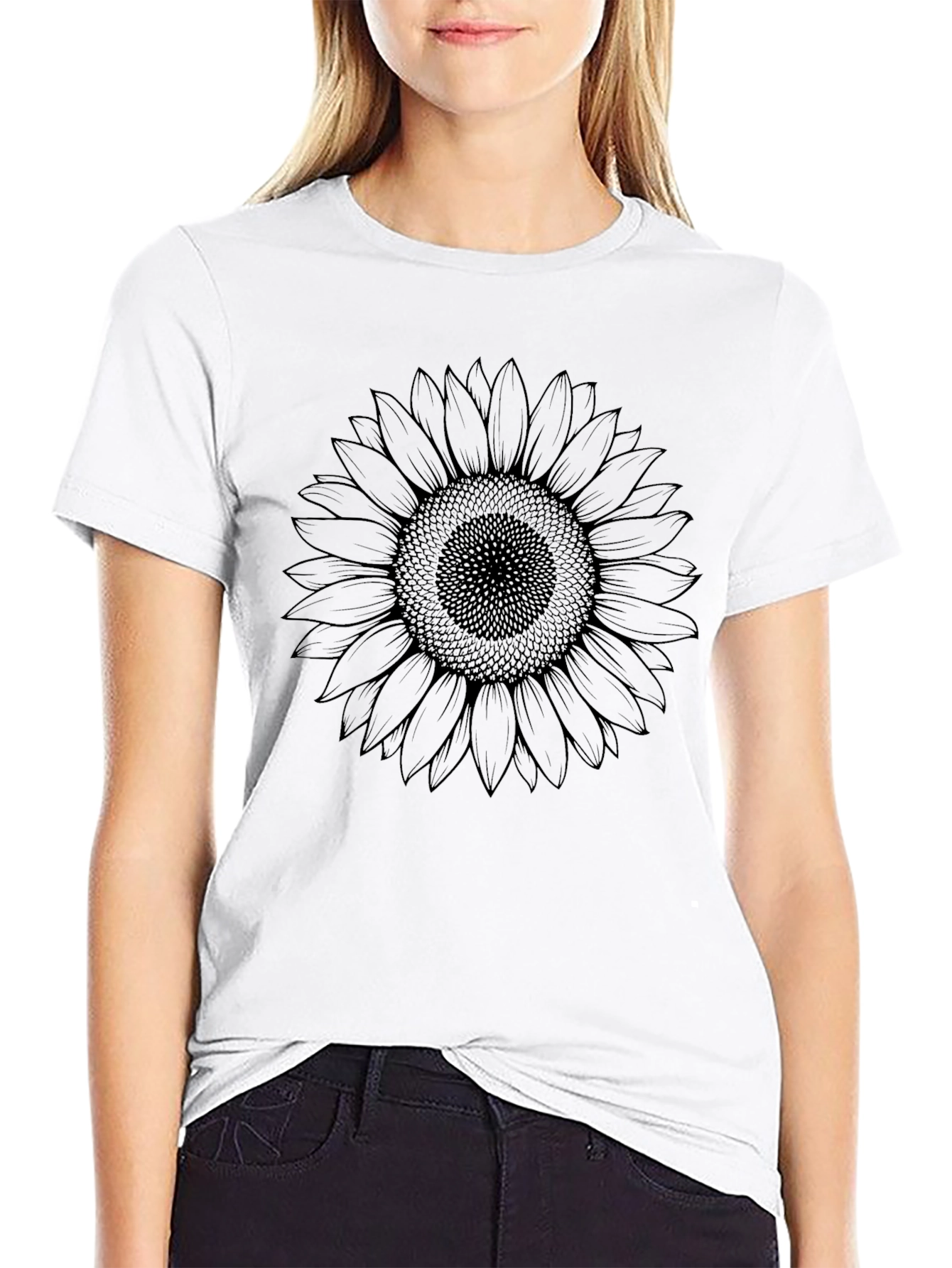 Sunflower Graphic Tee - Black Casual T-Shirt