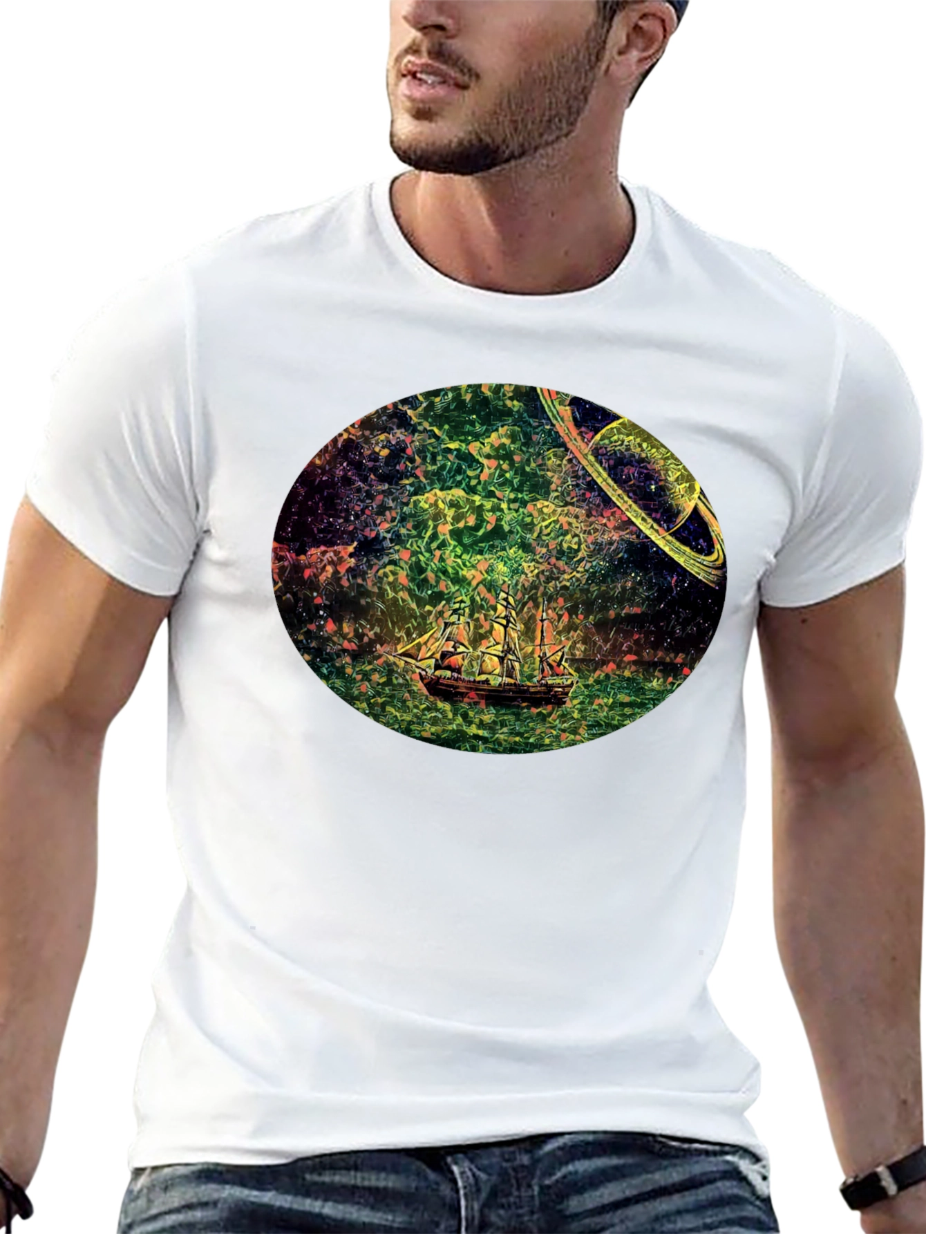 Celestial Ship Graphic T-Shirt