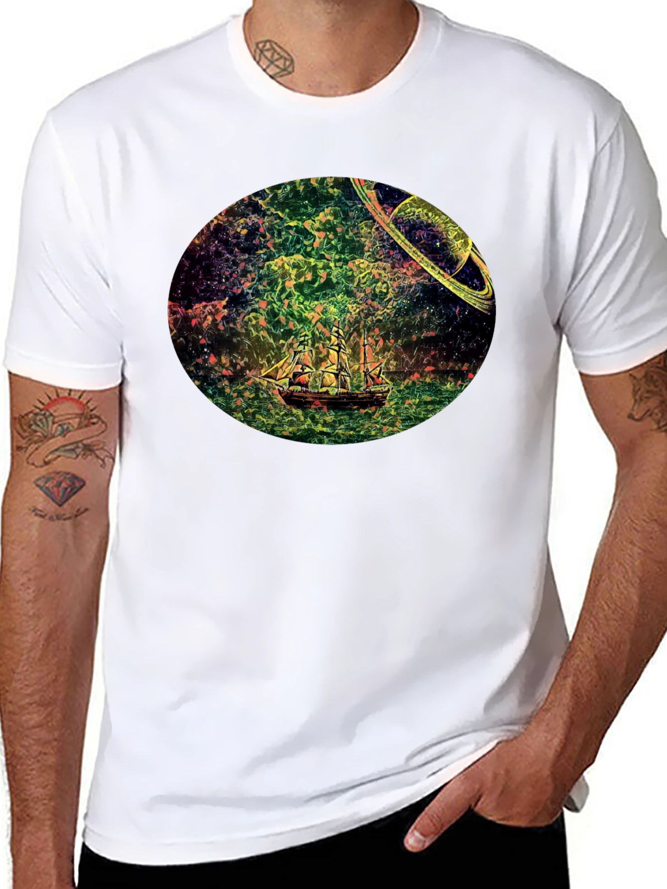 Celestial Ship Graphic T-Shirt