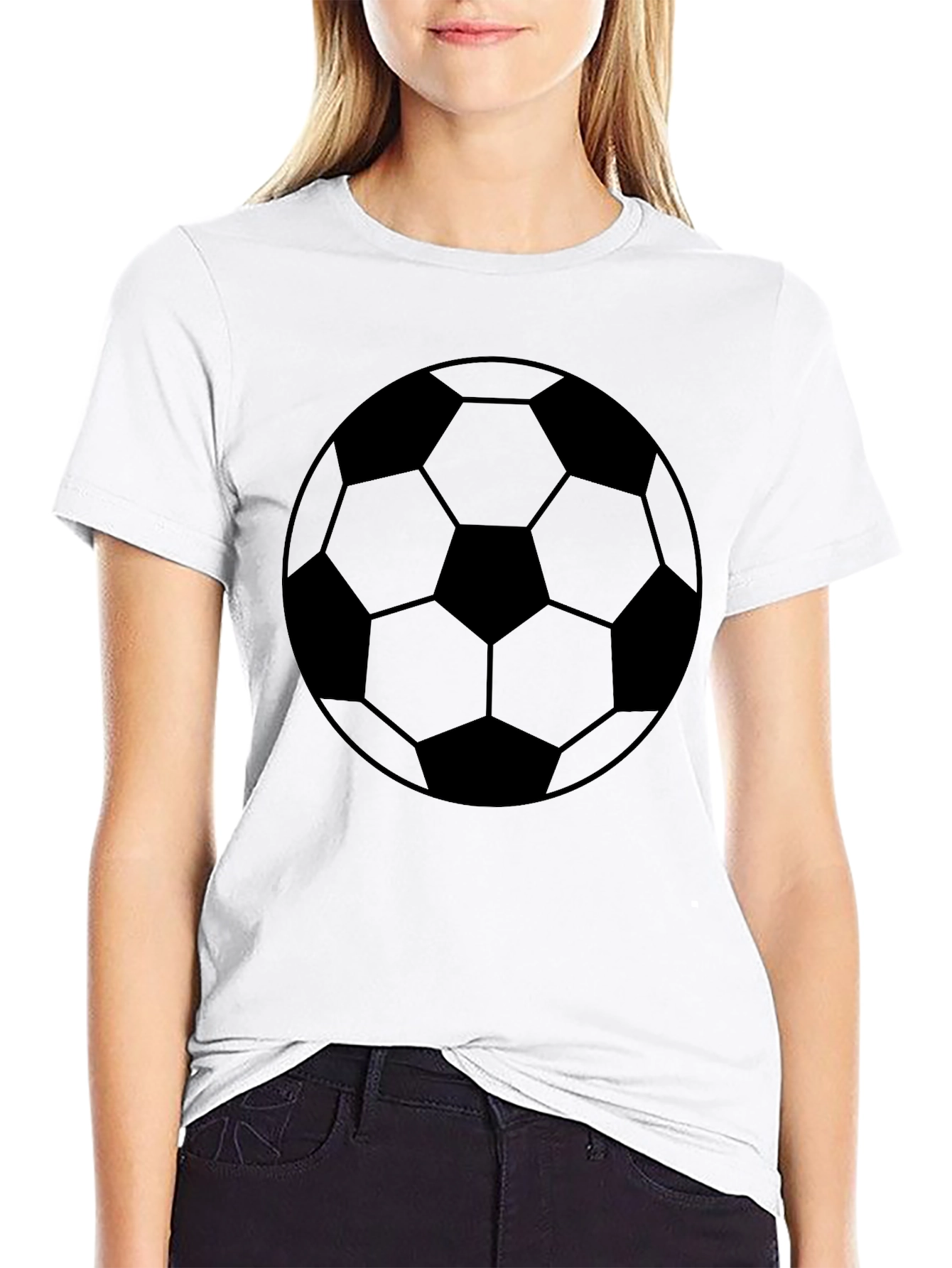 Soccer Ball Graphic Tee - Black Cotton Blend