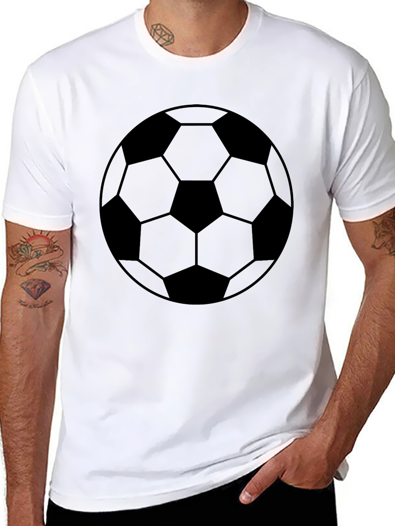 Soccer Ball Graphic Tee - Black Cotton Blend