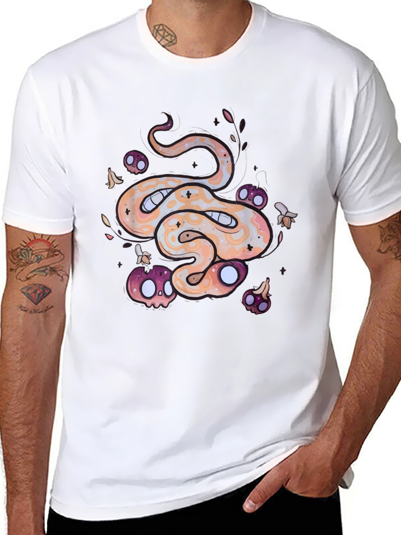 Spooky Snake Graphic Tee - Cool Halloween Shirt