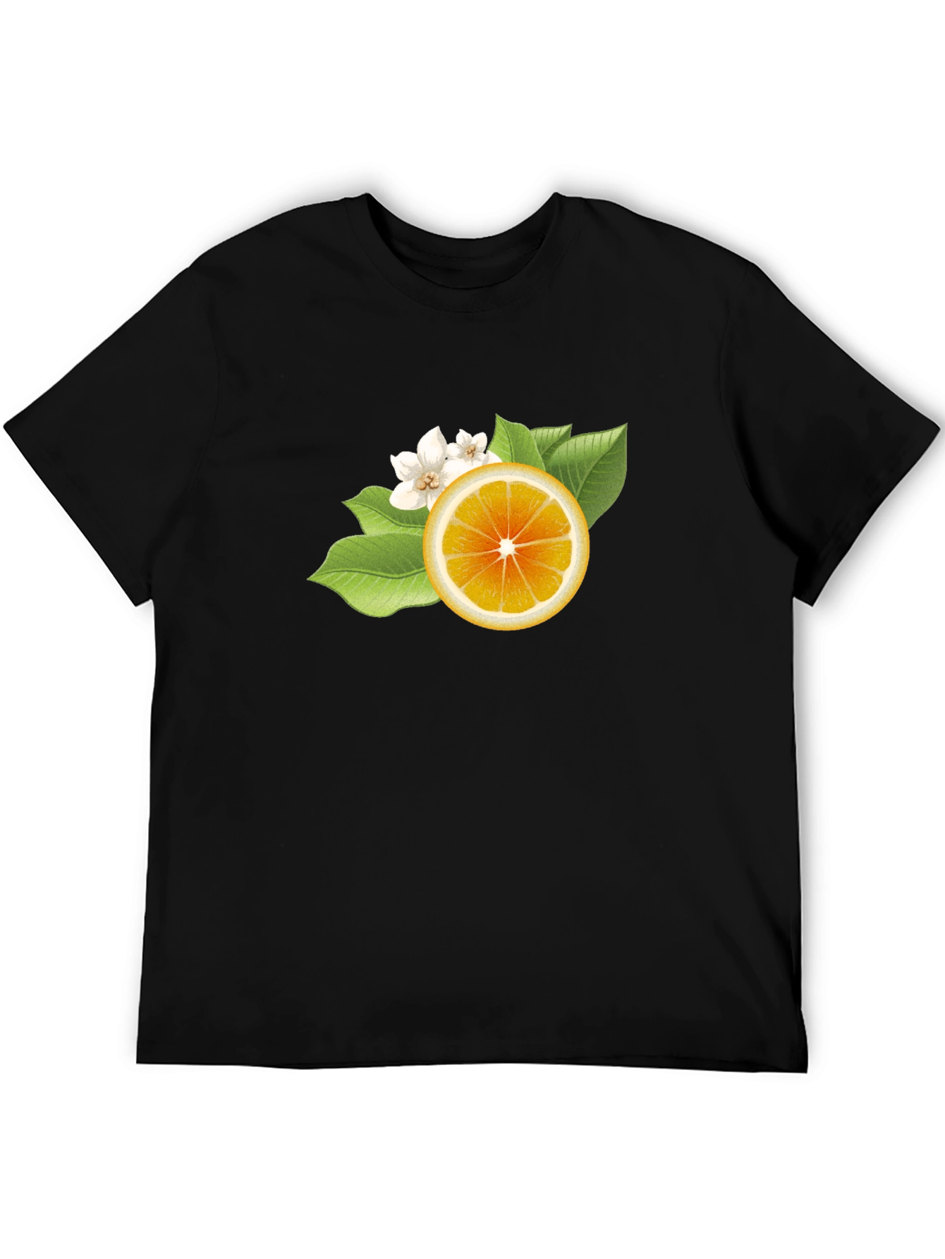 Citrus Blossom Graphic Tee - Sleek Black Cotton