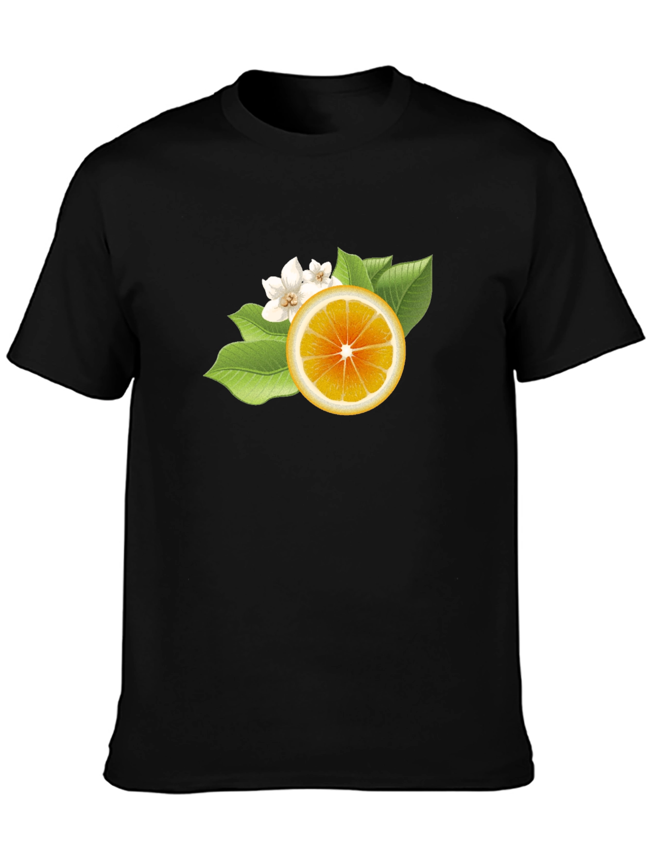 Citrus Blossom Graphic Tee - Sleek Black Cotton