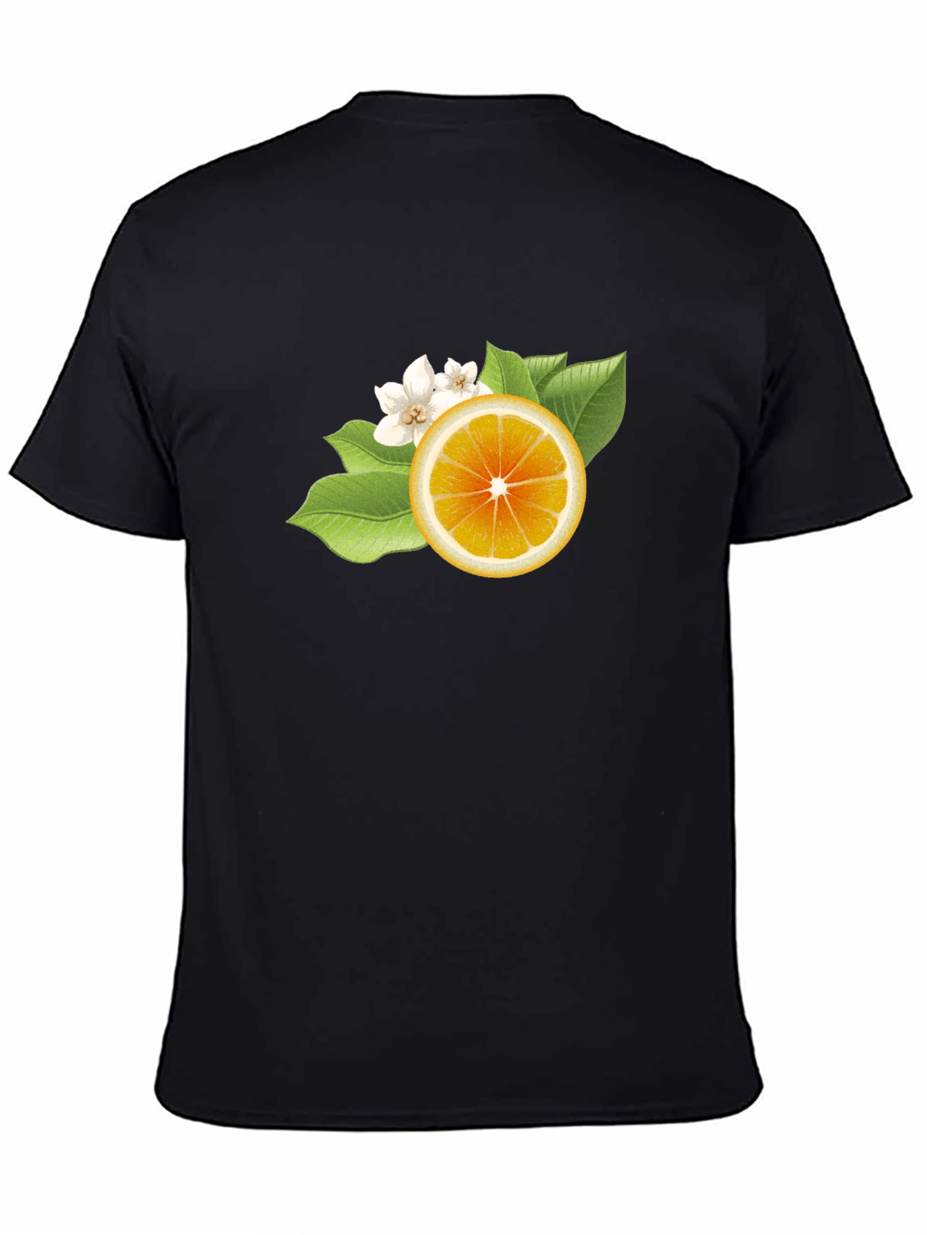 Citrus Blossom Graphic Tee - Sleek Black Cotton