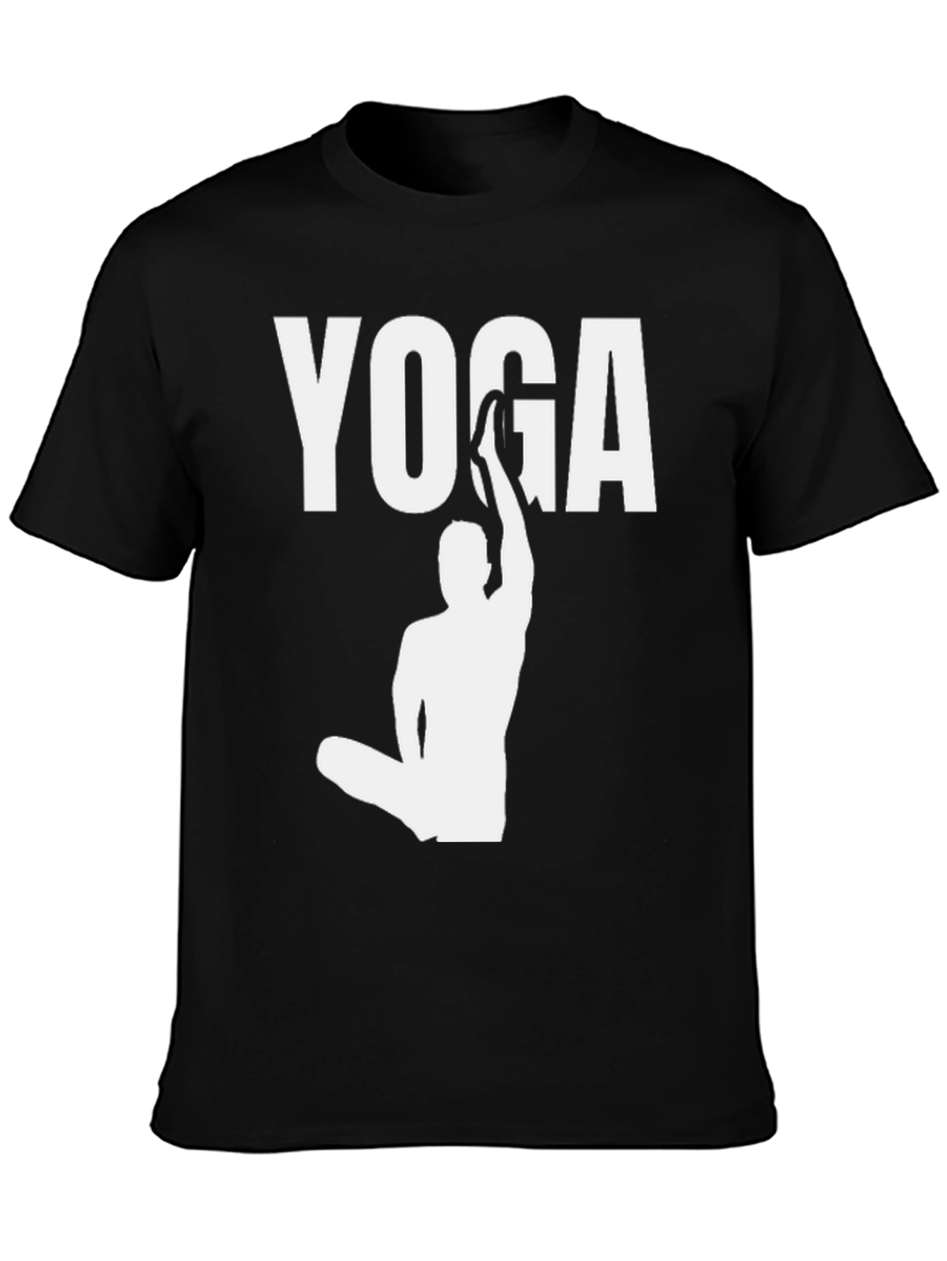 Yoga Pose Graphic Tee - Mens Black Cotton T-Shirt