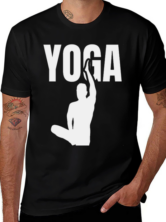 Yoga Pose Graphic Tee - Mens Black Cotton T-Shirt