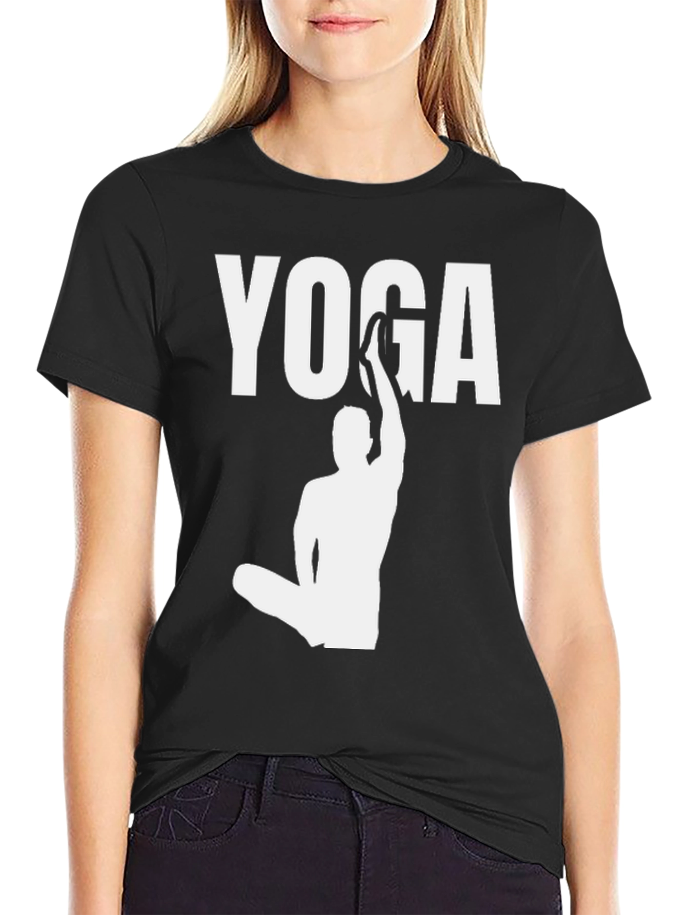 Yoga Pose Graphic Tee - Mens Black Cotton T-Shirt