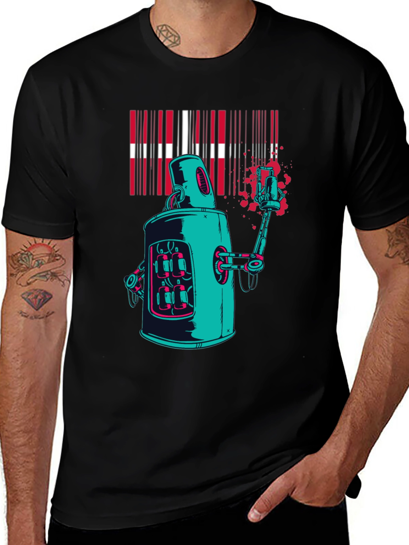 Robot Graffiti T-Shirt - Cool Graphic Tee