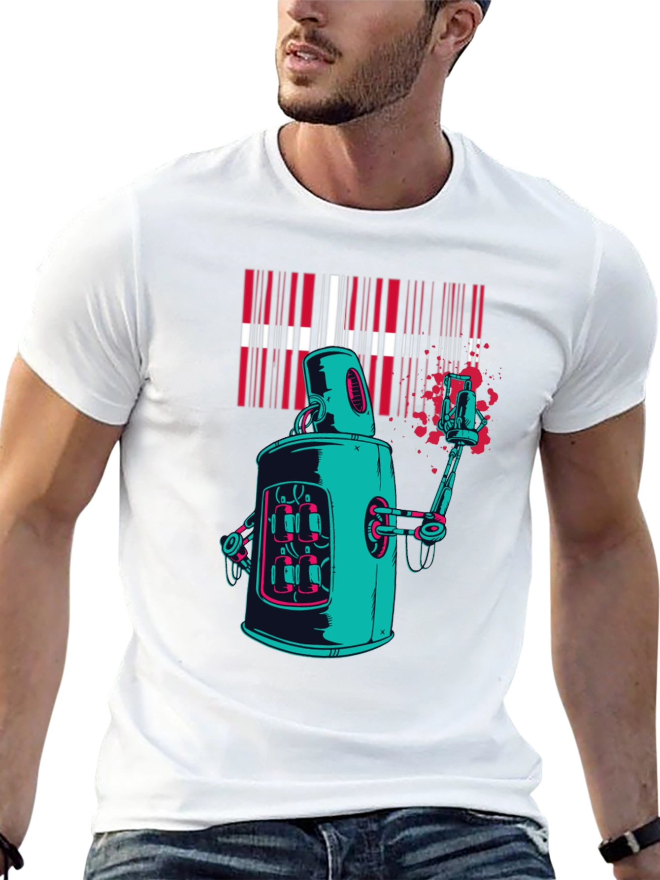 Robot Graffiti T-Shirt - Cool Graphic Tee