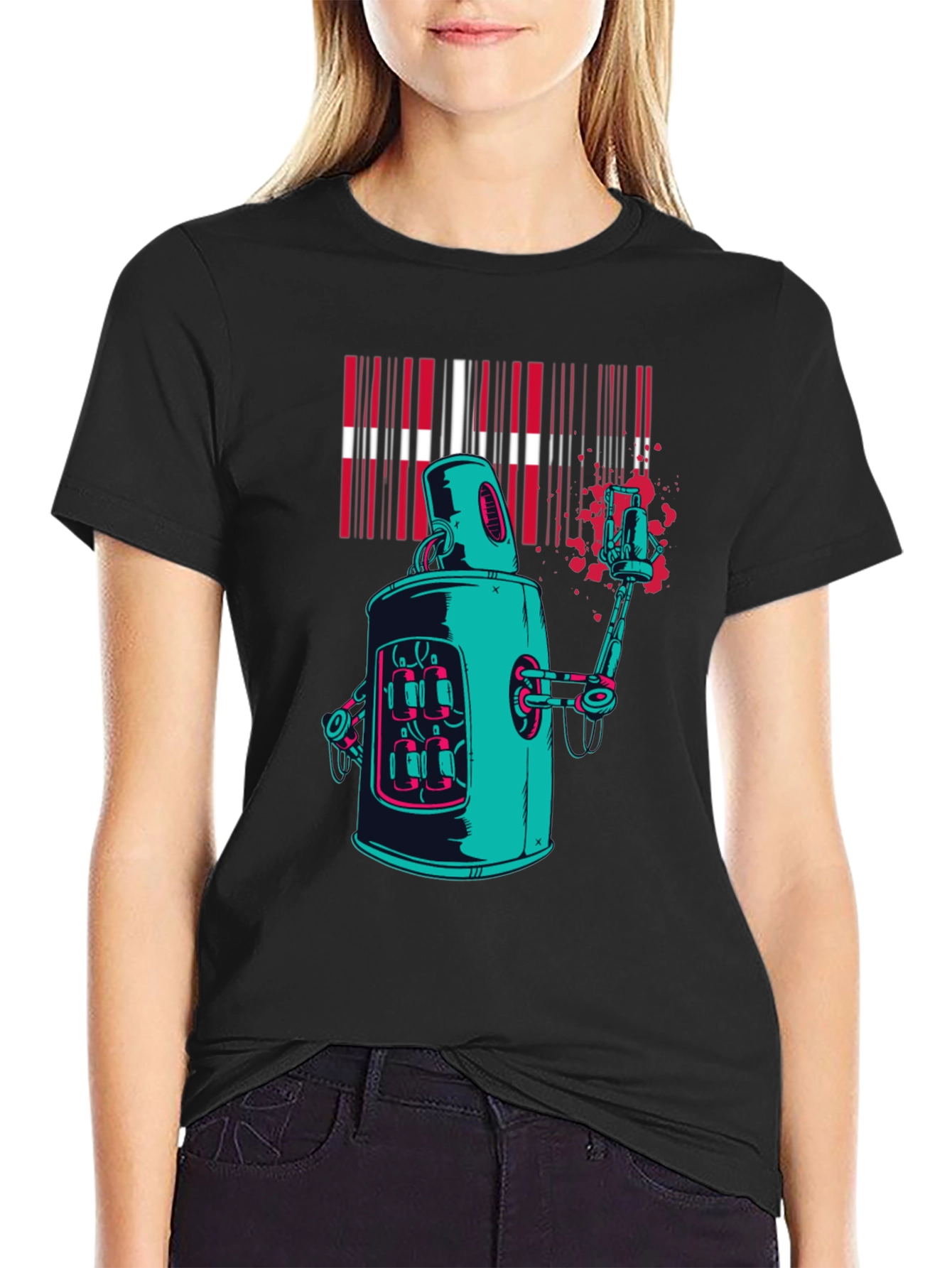 Robot Graffiti T-Shirt - Cool Graphic Tee