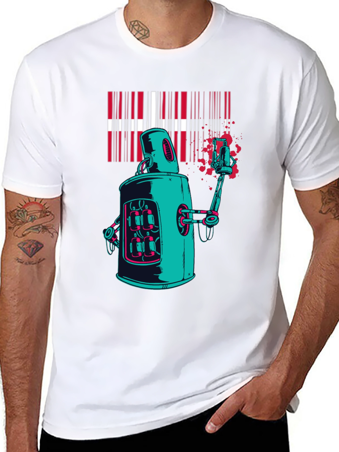 Robot Graffiti T-Shirt - Cool Graphic Tee