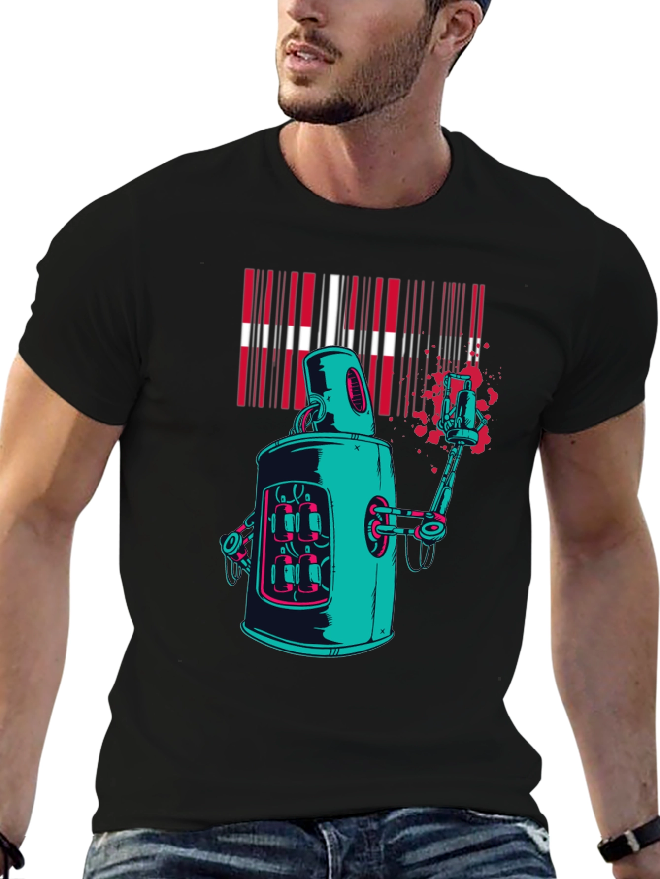 Robot Graffiti T-Shirt - Cool Graphic Tee