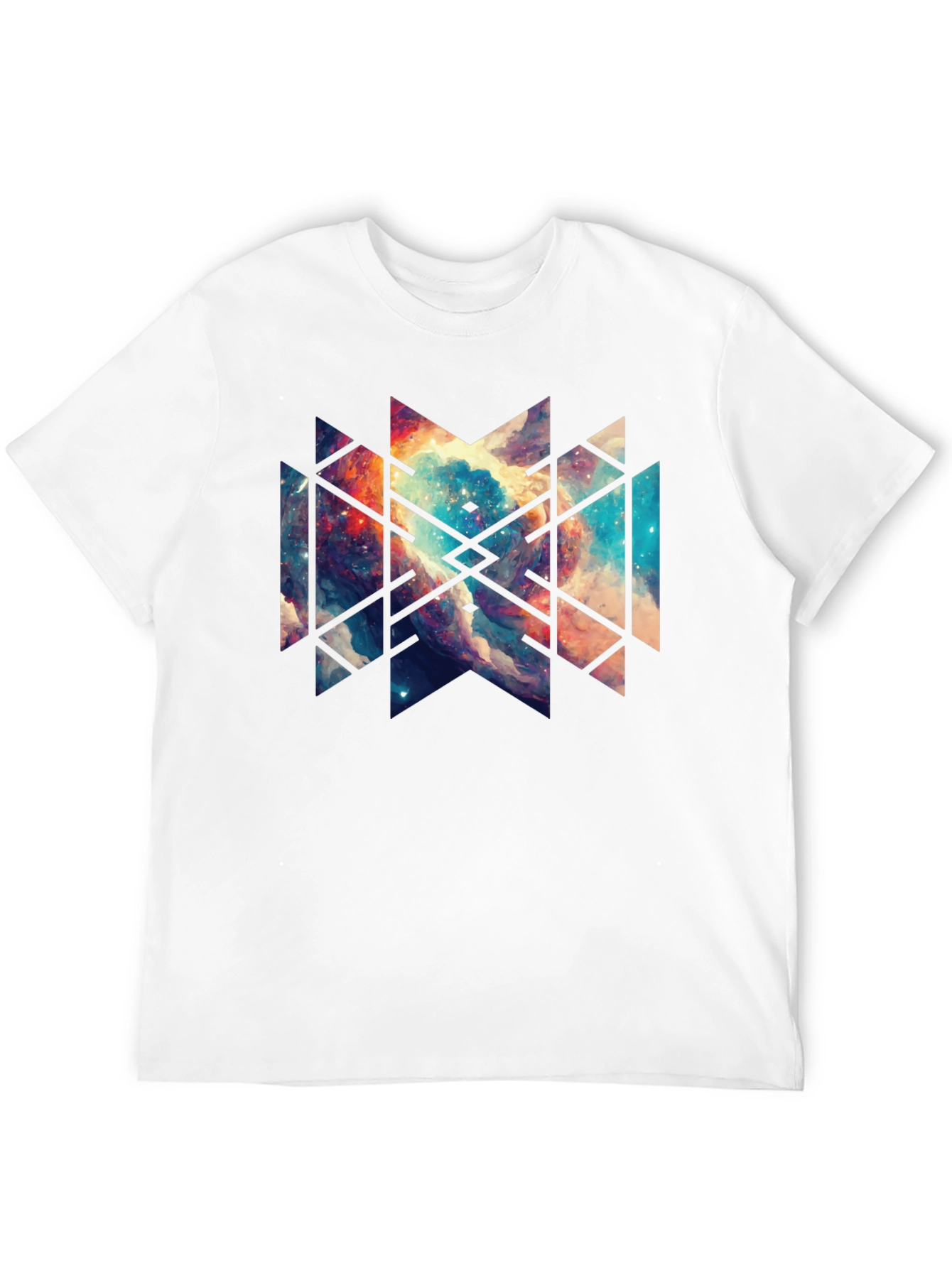 Geometric Galaxy Black Tee - Modern Graphic Design