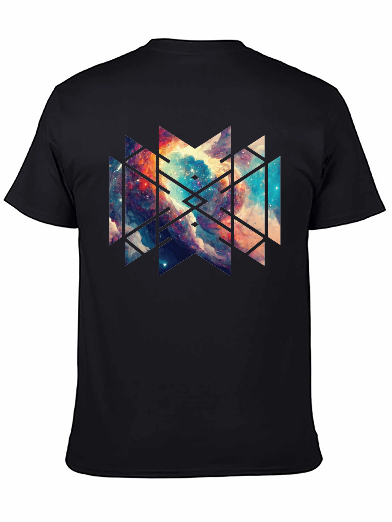 Geometric Galaxy Black Tee - Modern Graphic Design