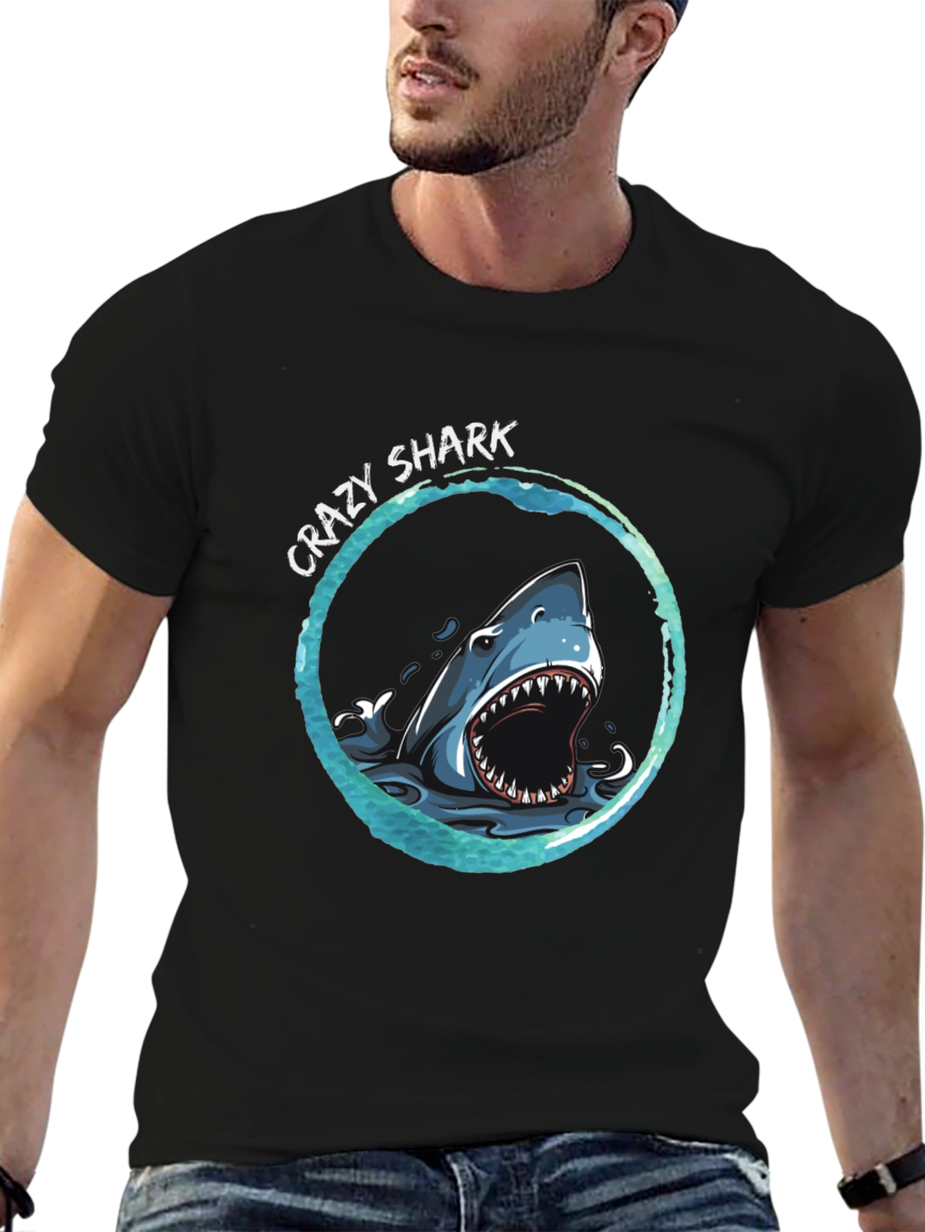 Crazy Shark Graphic T-Shirt