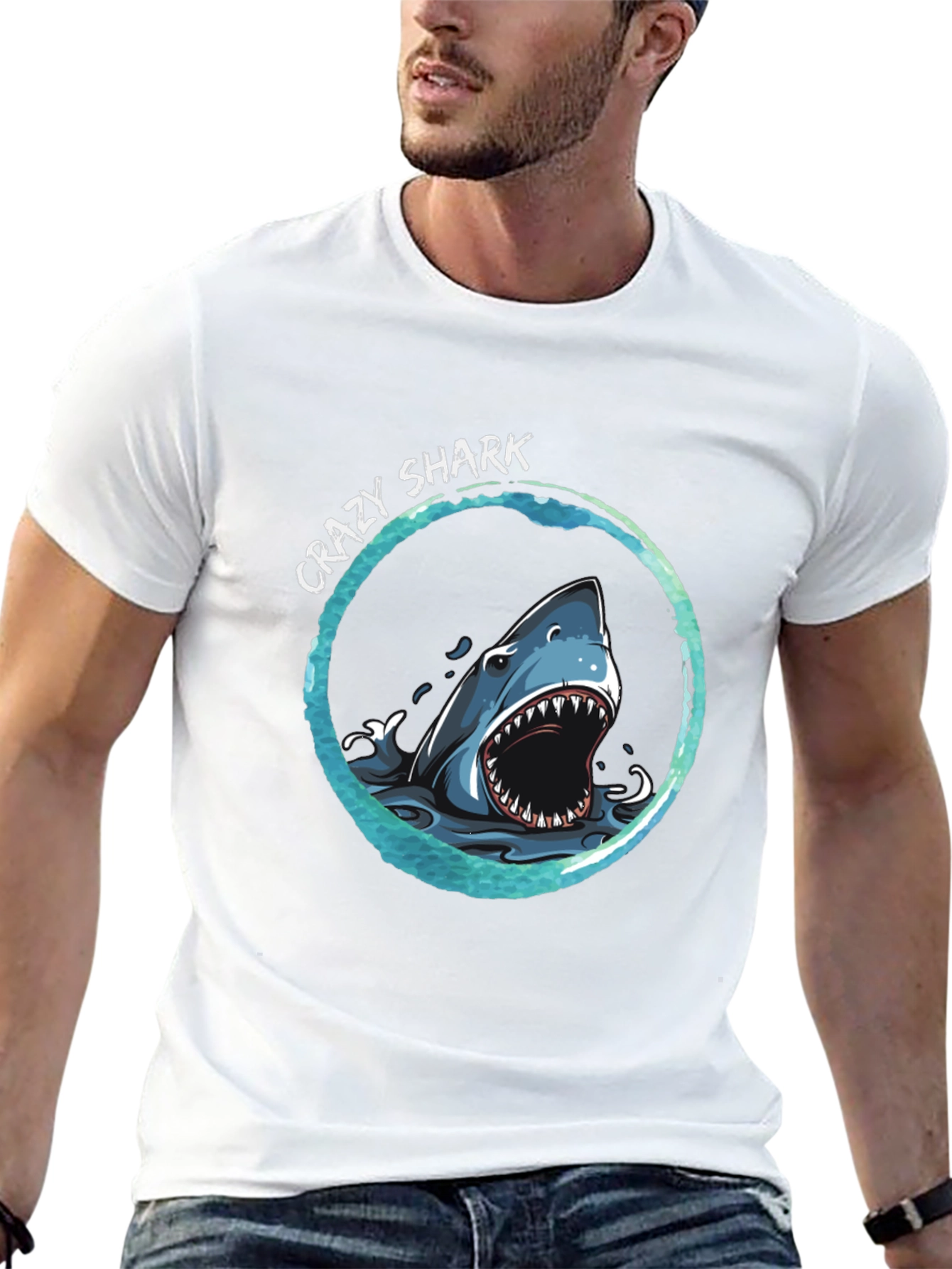 Crazy Shark Graphic T-Shirt