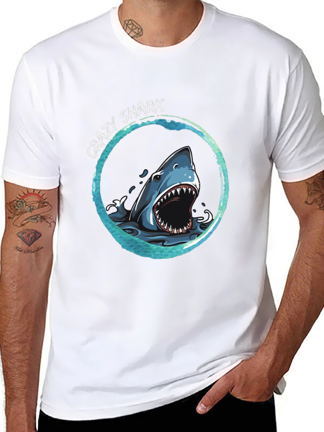 Crazy Shark Graphic T-Shirt