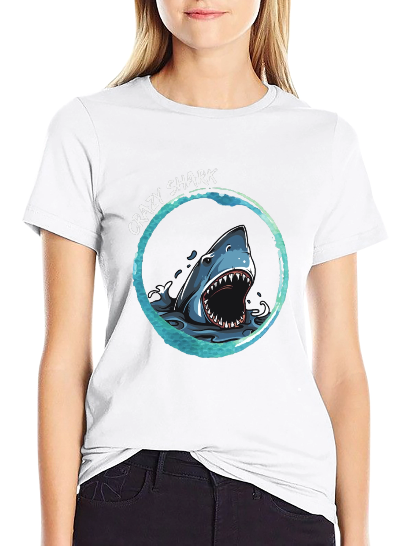 Crazy Shark Graphic T-Shirt