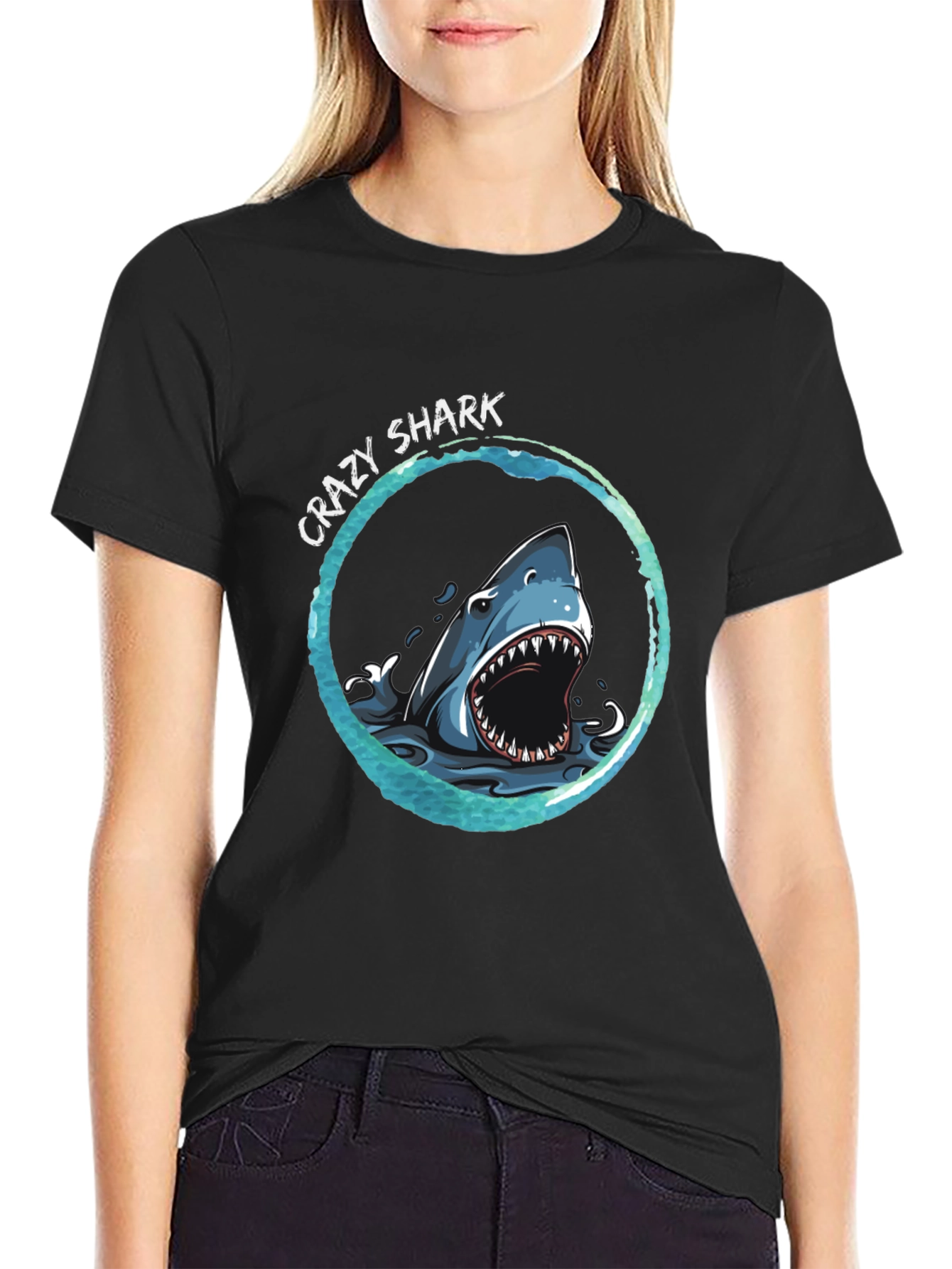 Crazy Shark Graphic T-Shirt