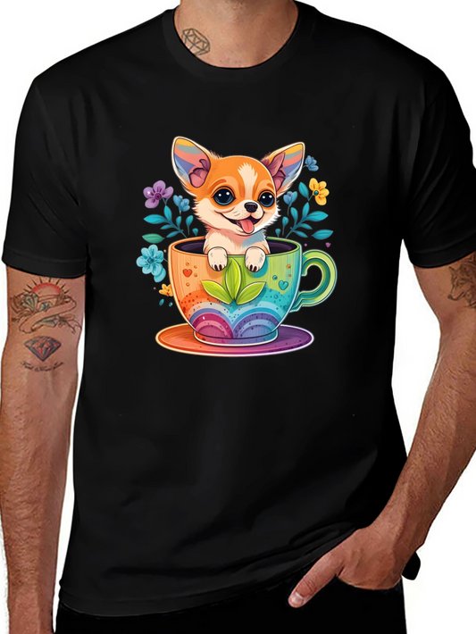 Chihuahua in Cup Graphic Tee - Adorable Dog Lover Shirt