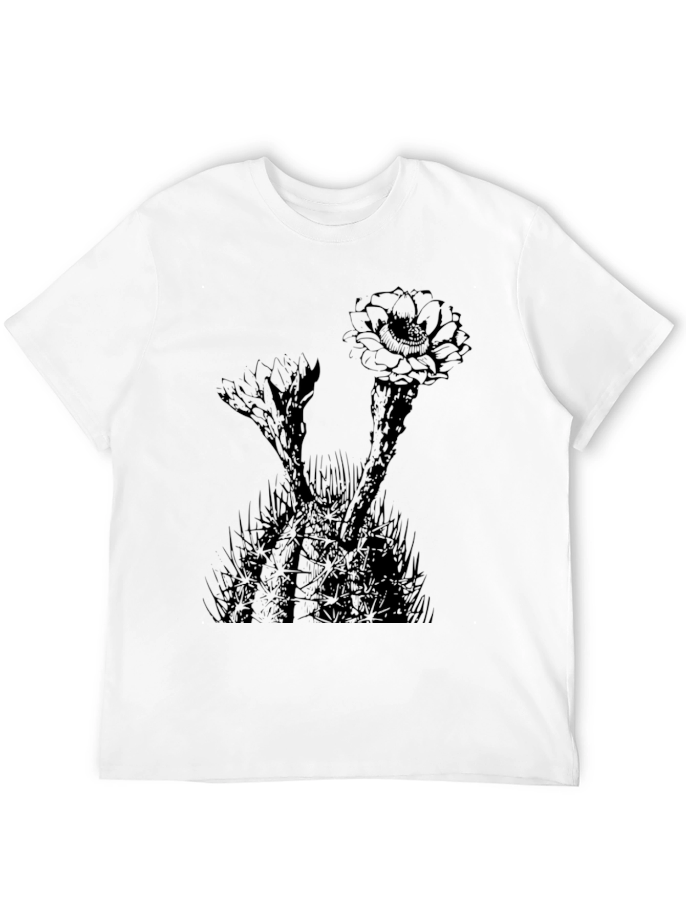 Cactus Flower Graphic Print Black T-Shirt