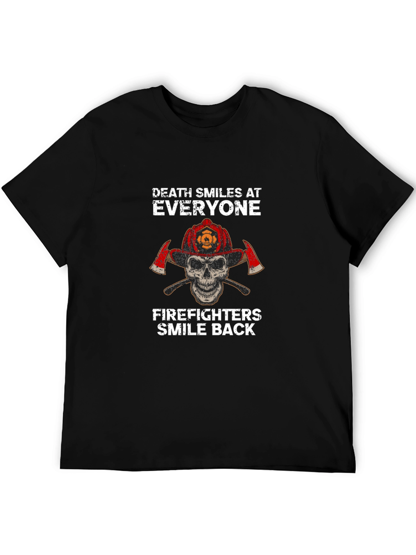 Firefighter Skull Graphic T-Shirt - Death Smiles Back