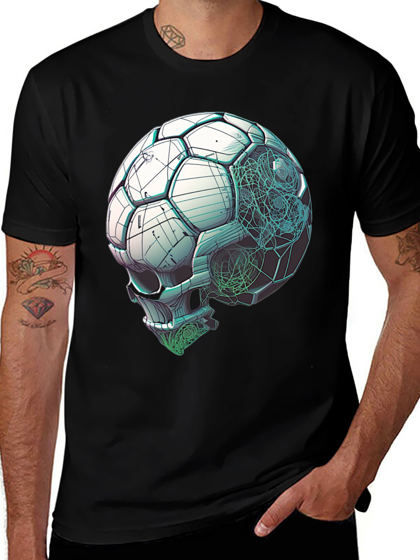 Soccer Ball Skull Graphic Tee - Unique Design