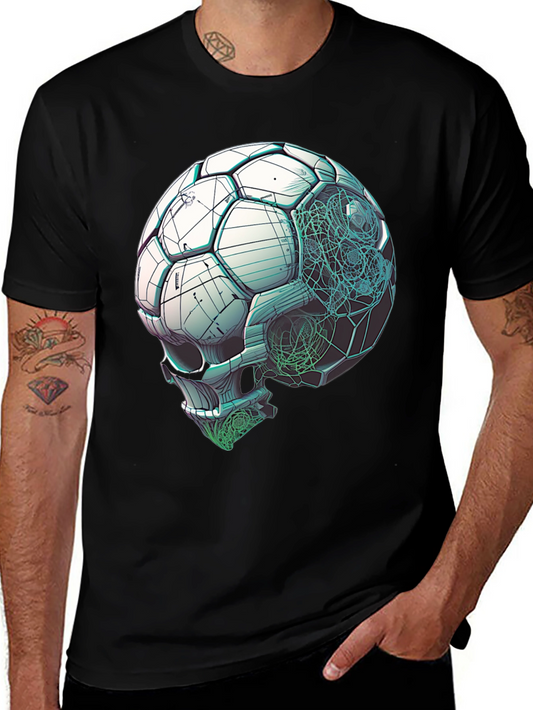 Soccer Ball Skull Graphic Tee - Unique Design