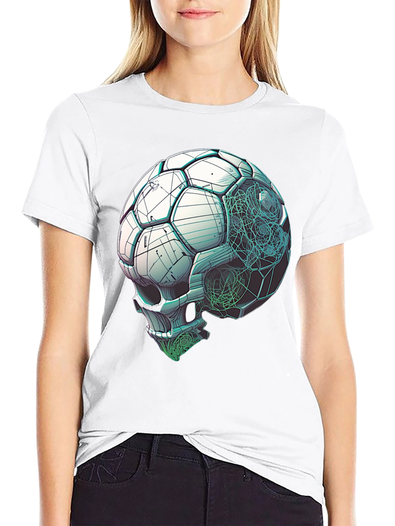 Soccer Ball Skull Graphic Tee - Unique Design