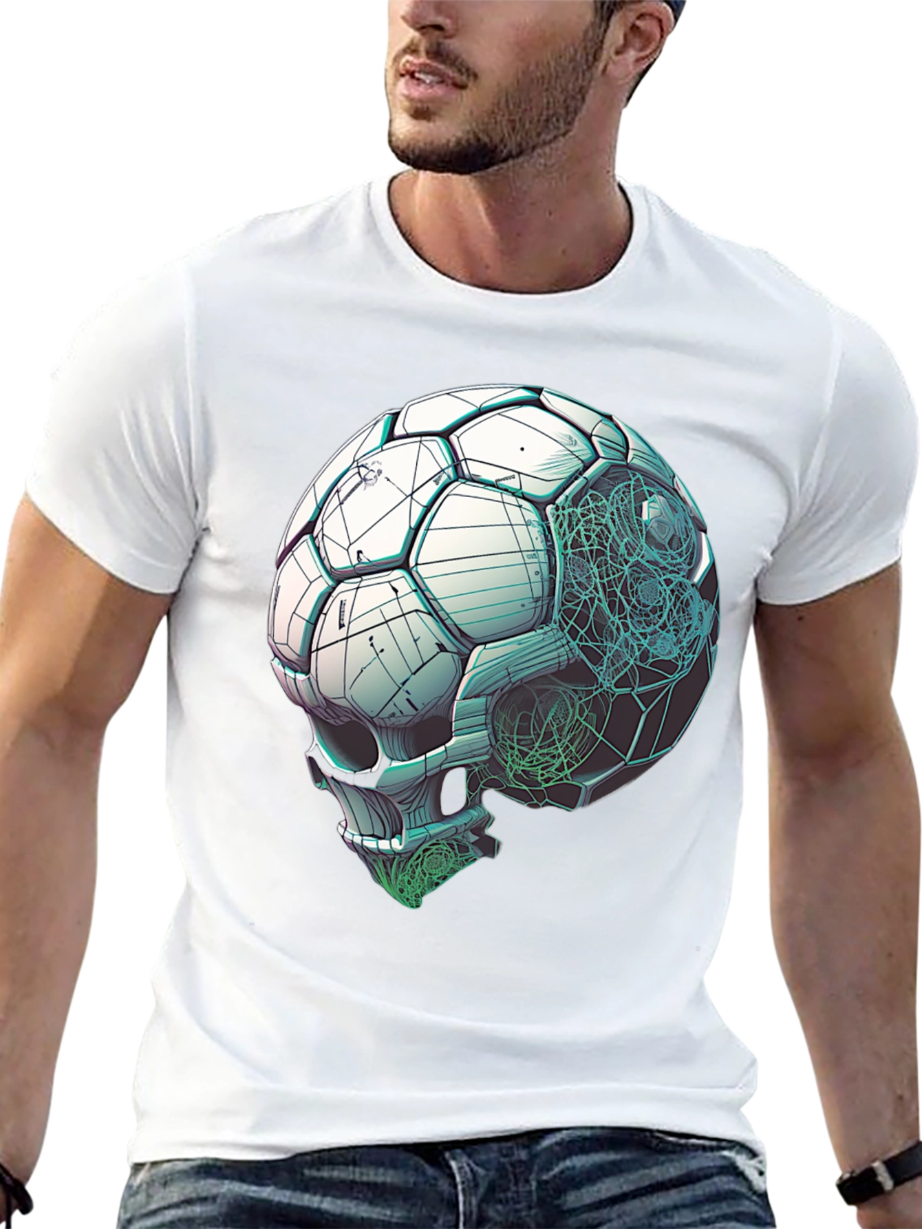 Soccer Ball Skull Graphic Tee - Unique Design