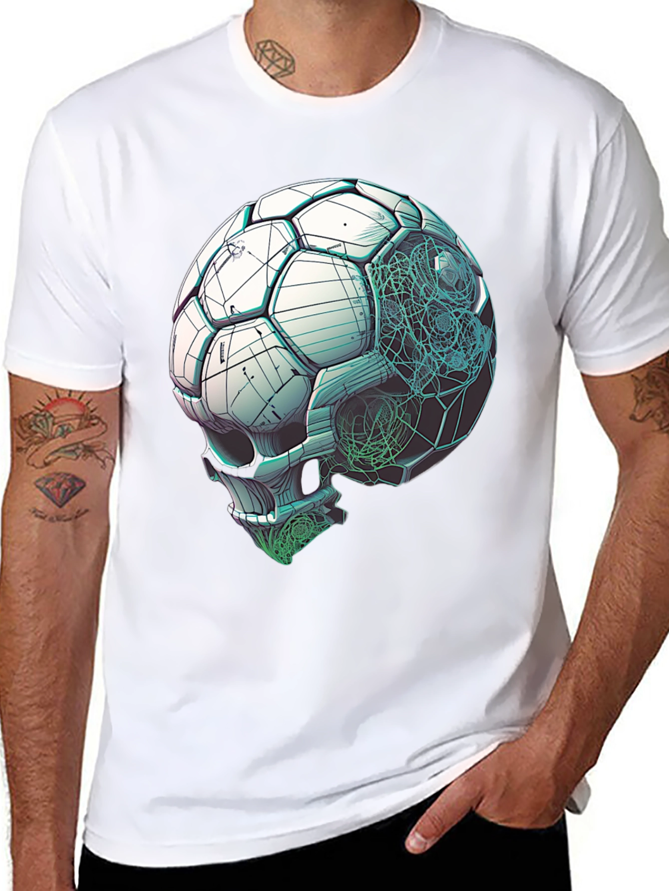 Soccer Ball Skull Graphic Tee - Unique Design