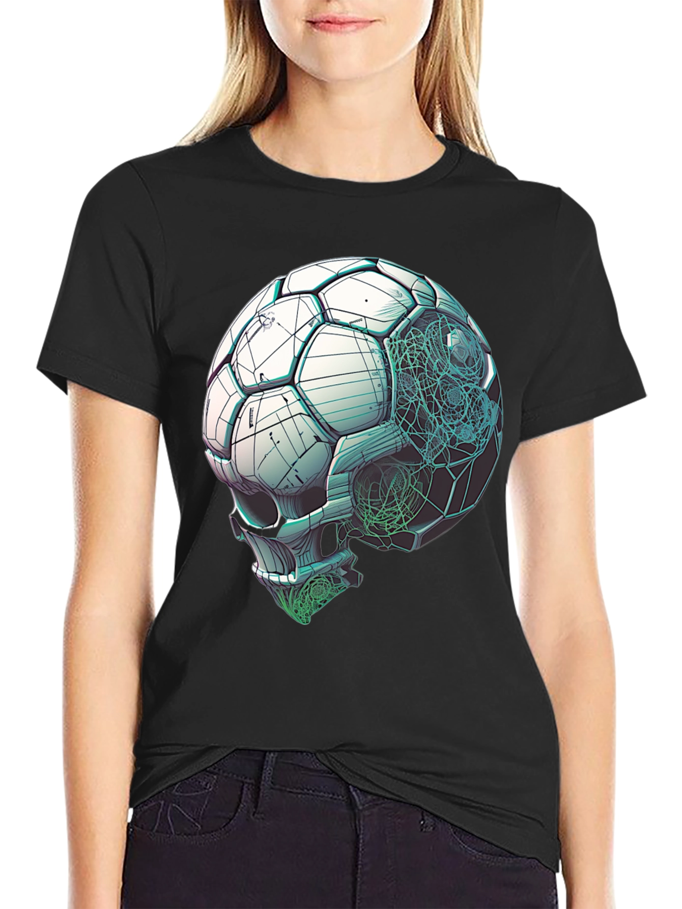 Soccer Ball Skull Graphic Tee - Unique Design