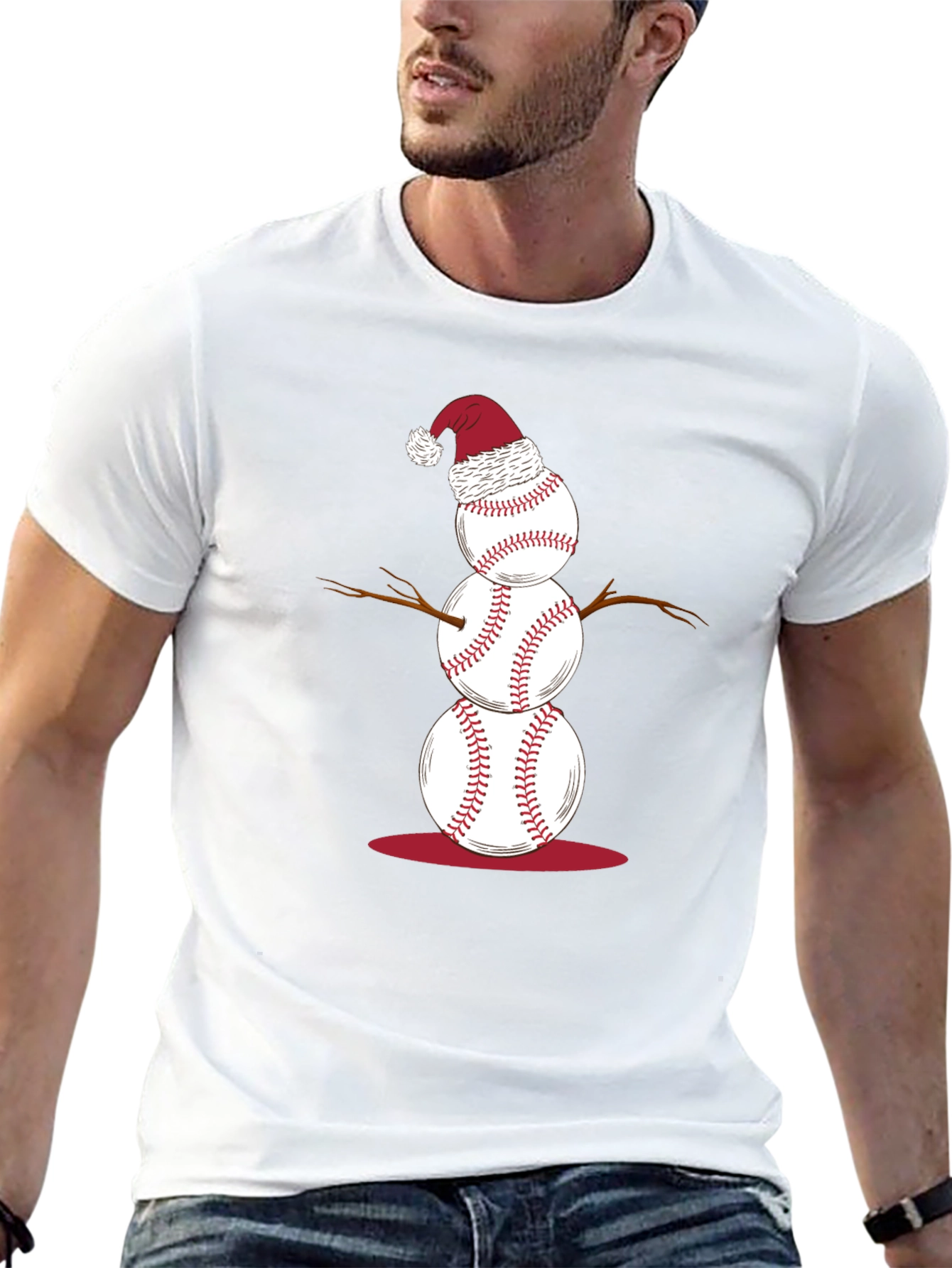 Baseball Snowman T-Shirt - Holiday Fun!