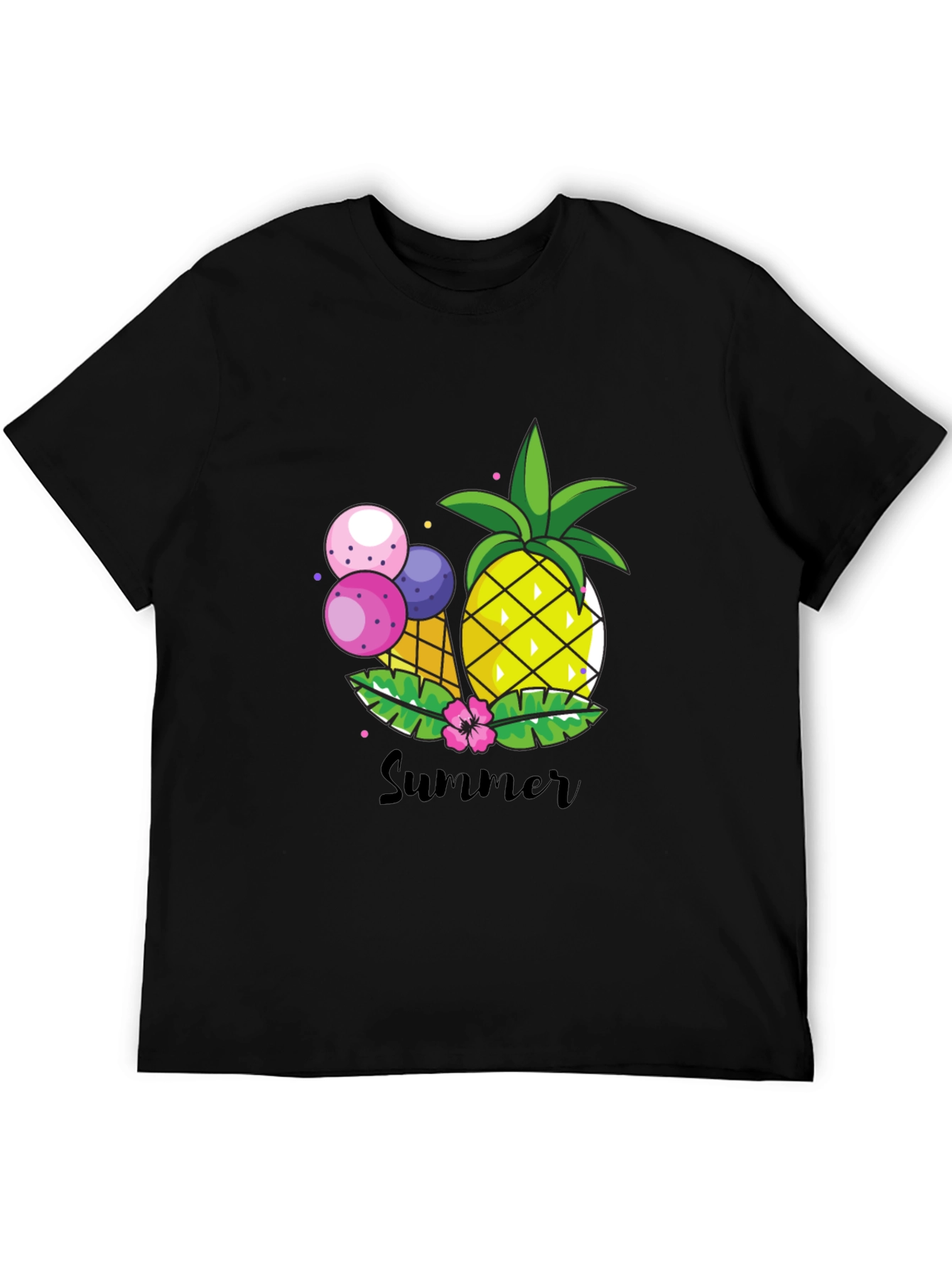 Summer Pineapple Graphic Print Crewneck T-Shirt