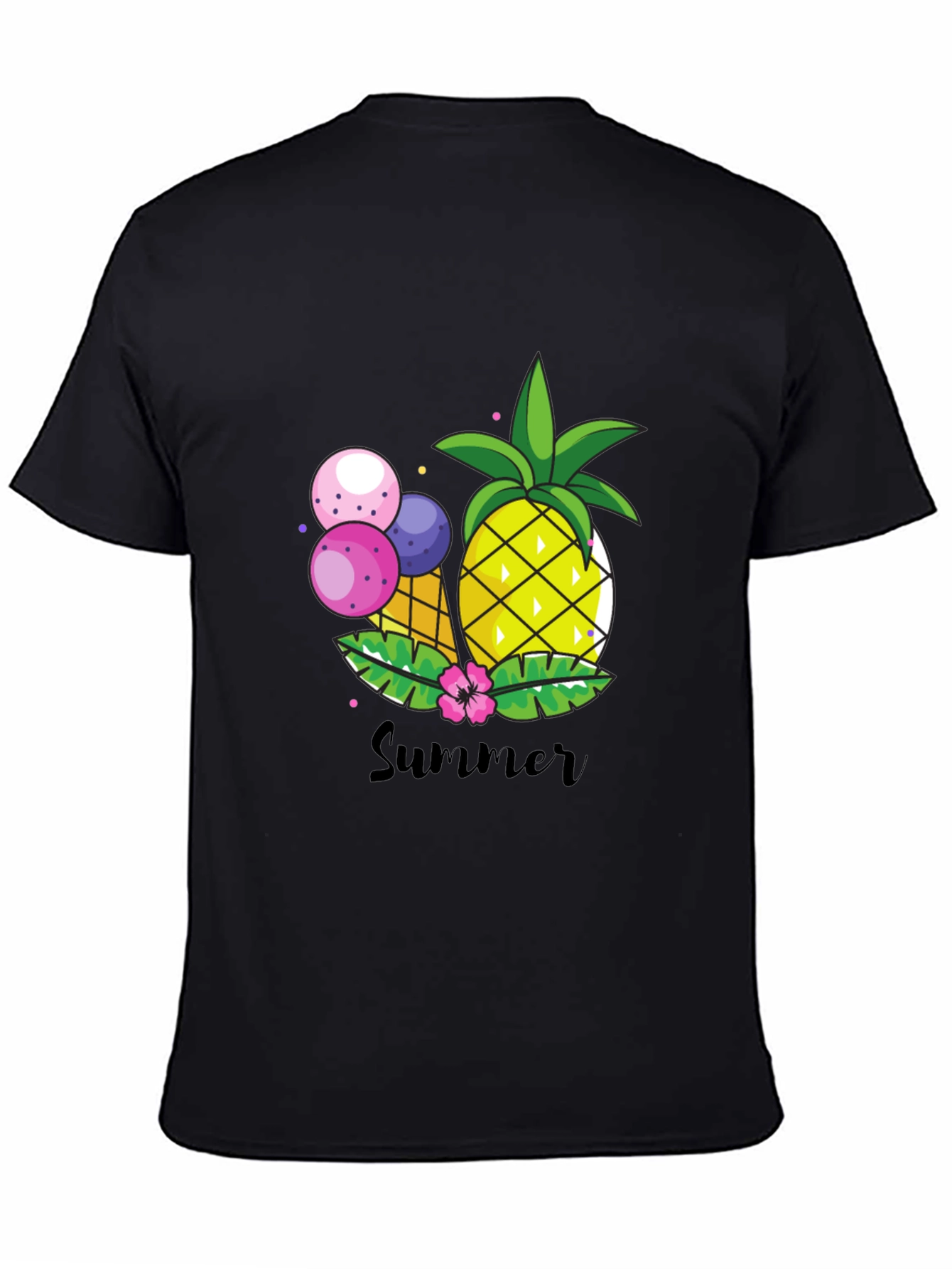 Summer Pineapple Graphic Print Crewneck T-Shirt