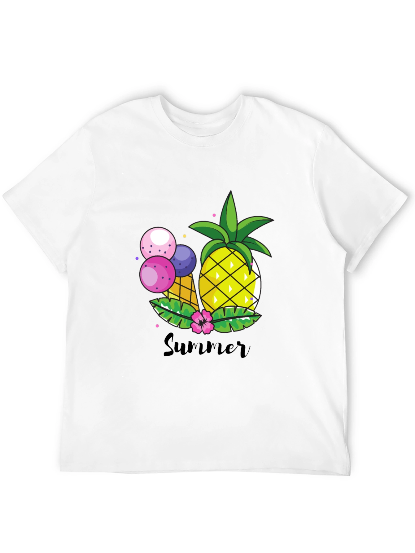 Summer Pineapple Graphic Print Crewneck T-Shirt
