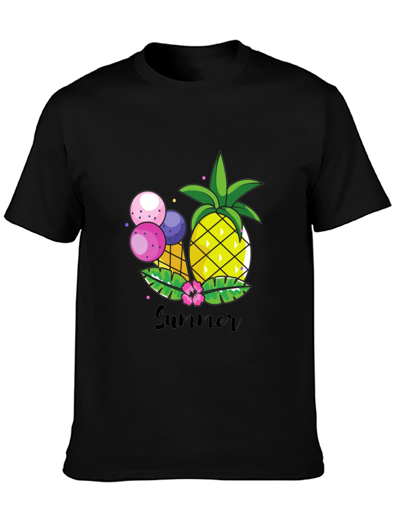 Summer Pineapple Graphic Print Crewneck T-Shirt
