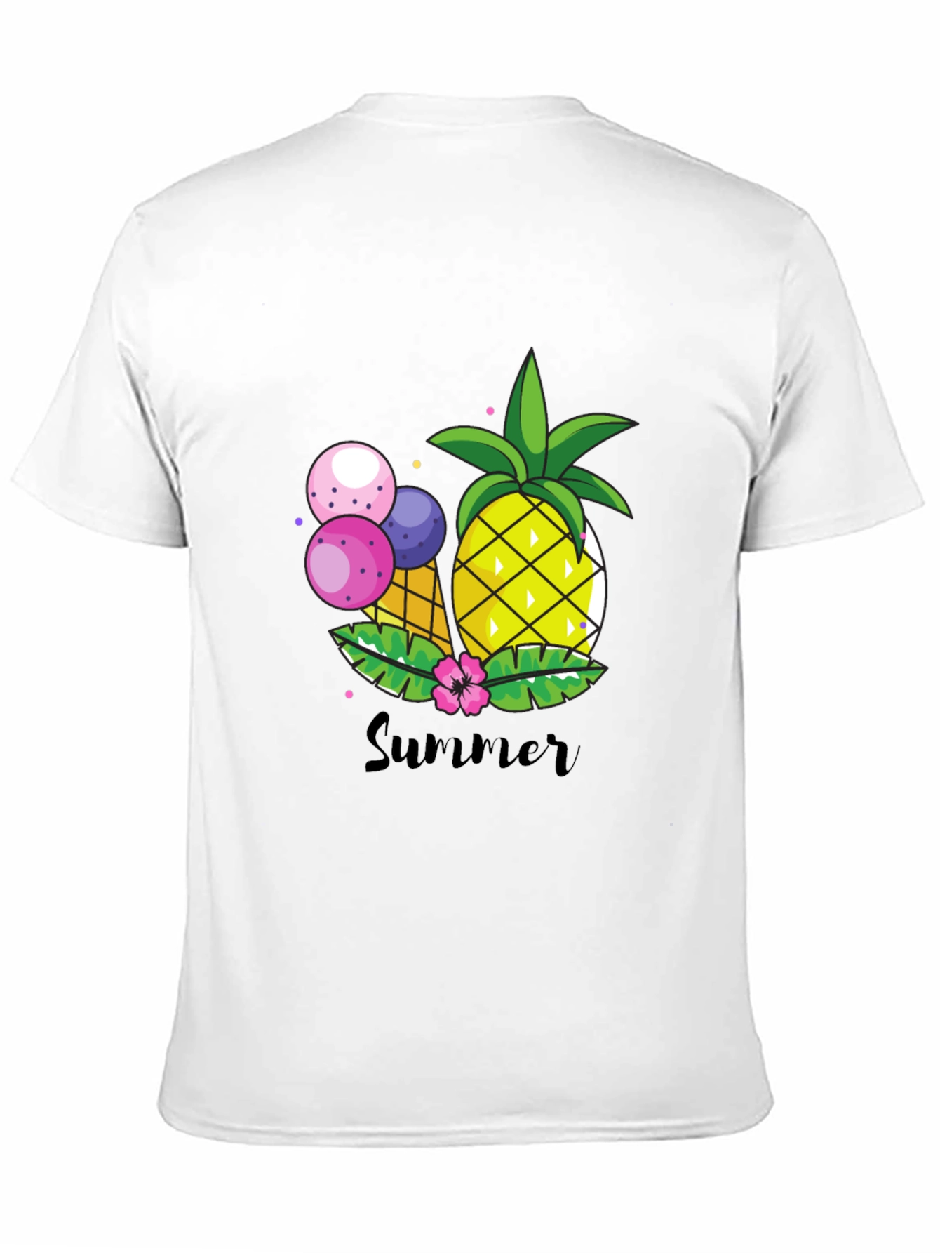 Summer Pineapple Graphic Print Crewneck T-Shirt