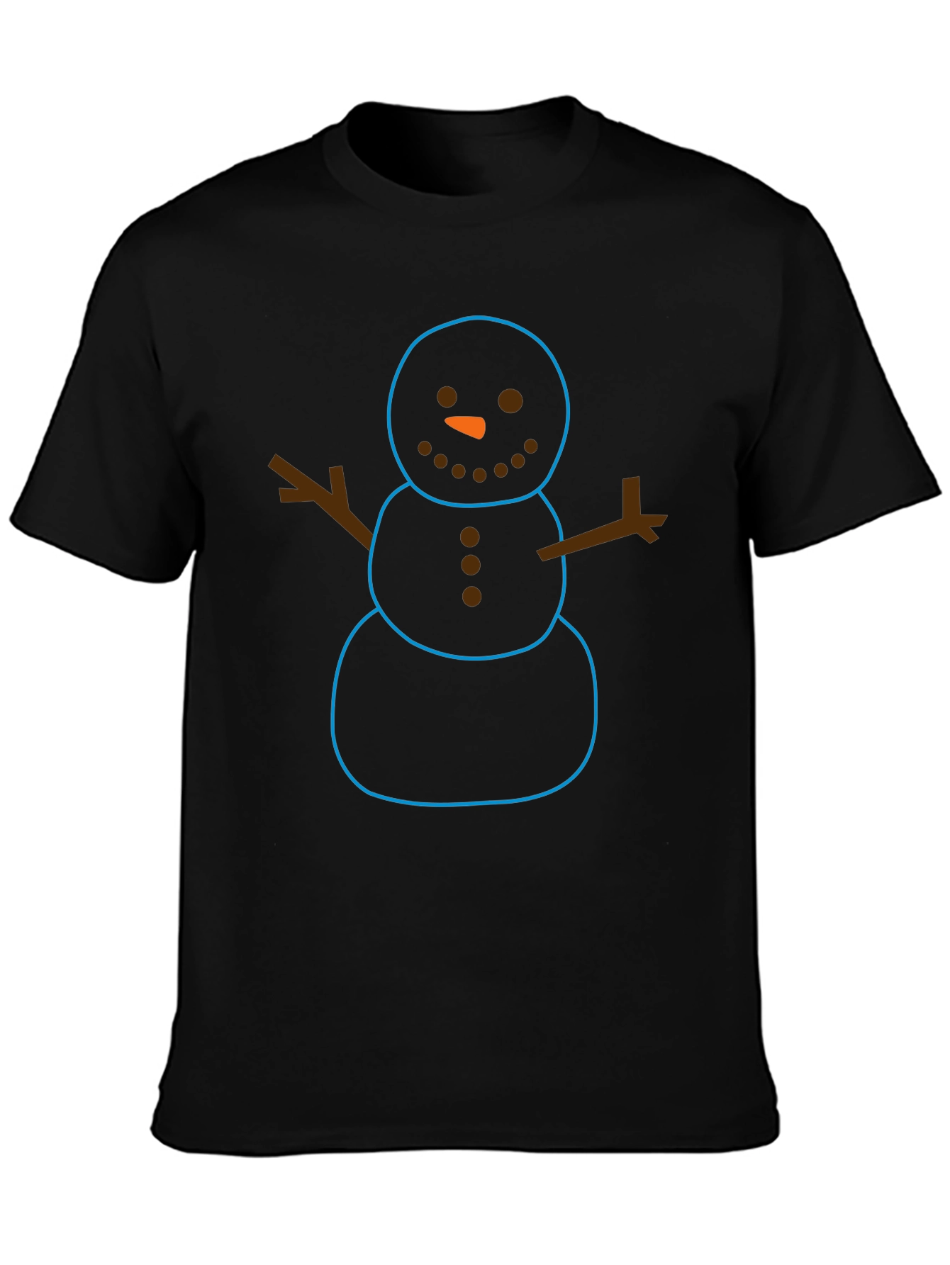 Whimsical Snowman Graphic Tee - Black